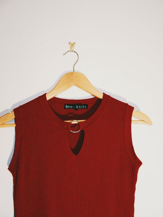 Ribbed Red Tank (Size Med)