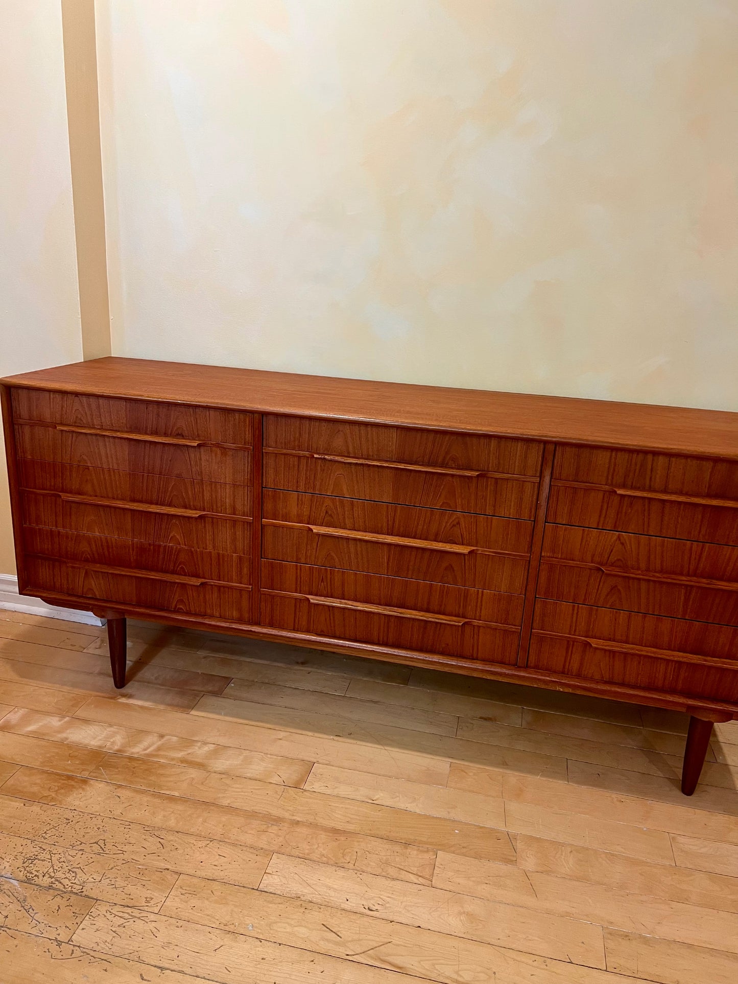 Solid Teak Nine Drawer Dresser