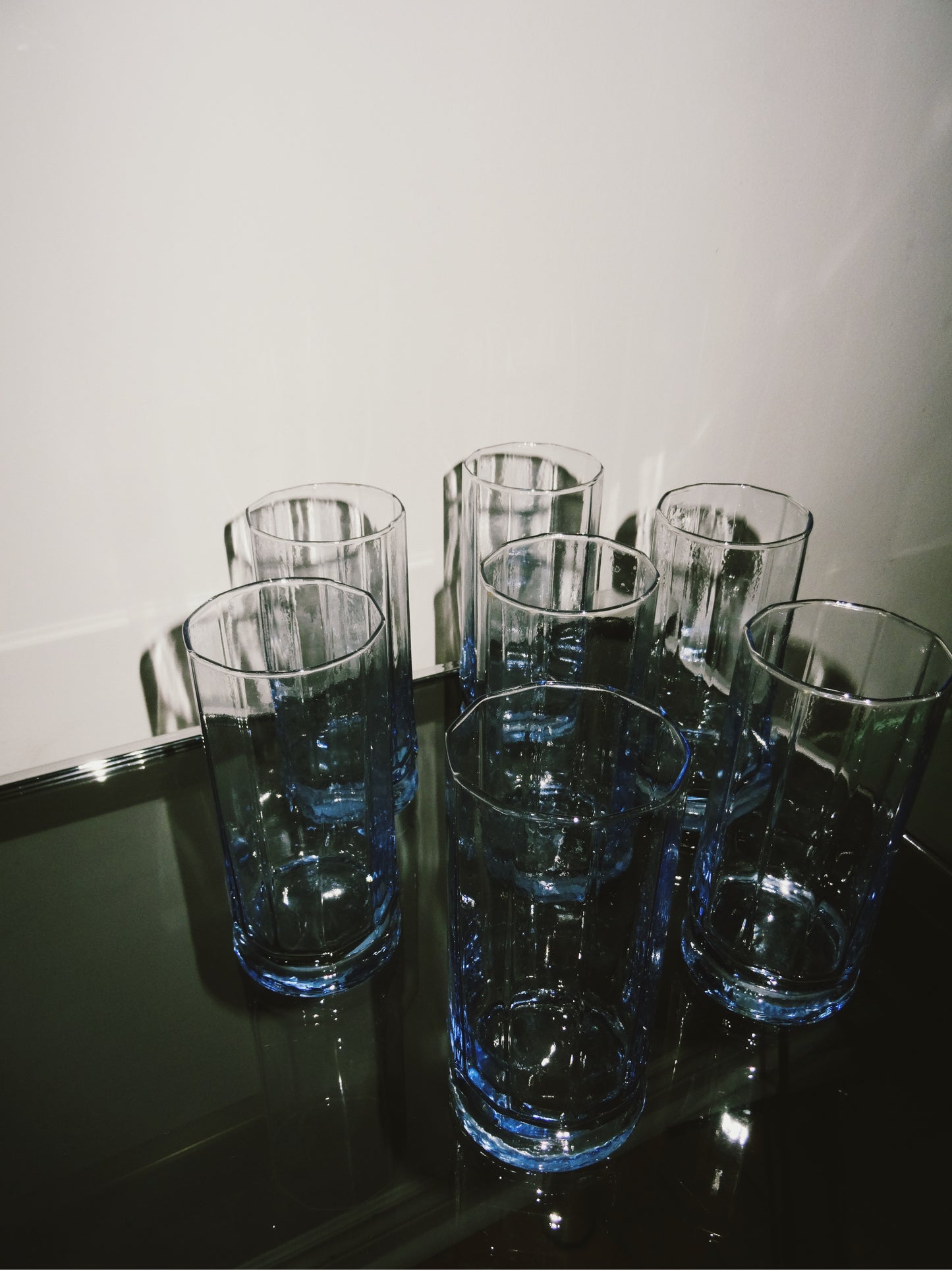 Six Blue Stained Glasses