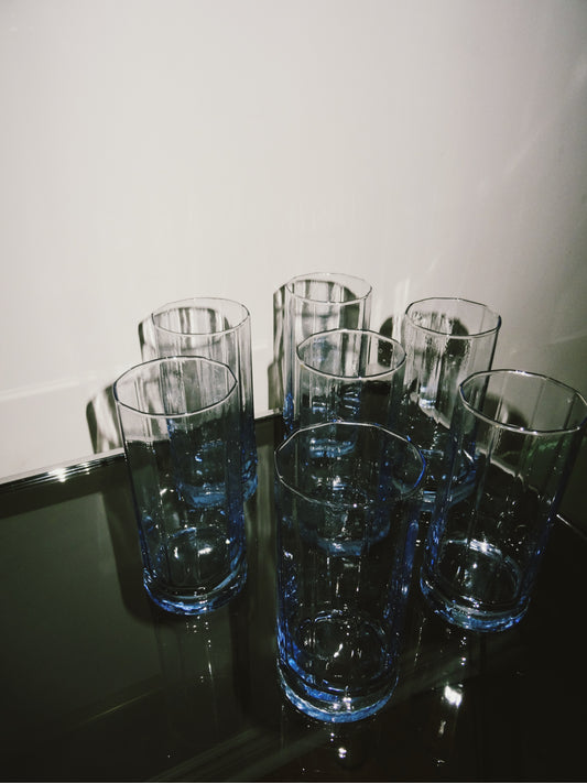 Six Blue Stained Glasses