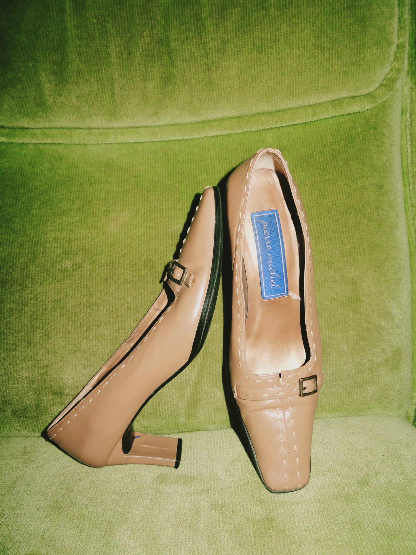 Beige Square Toed Kitten Heel (size 8)