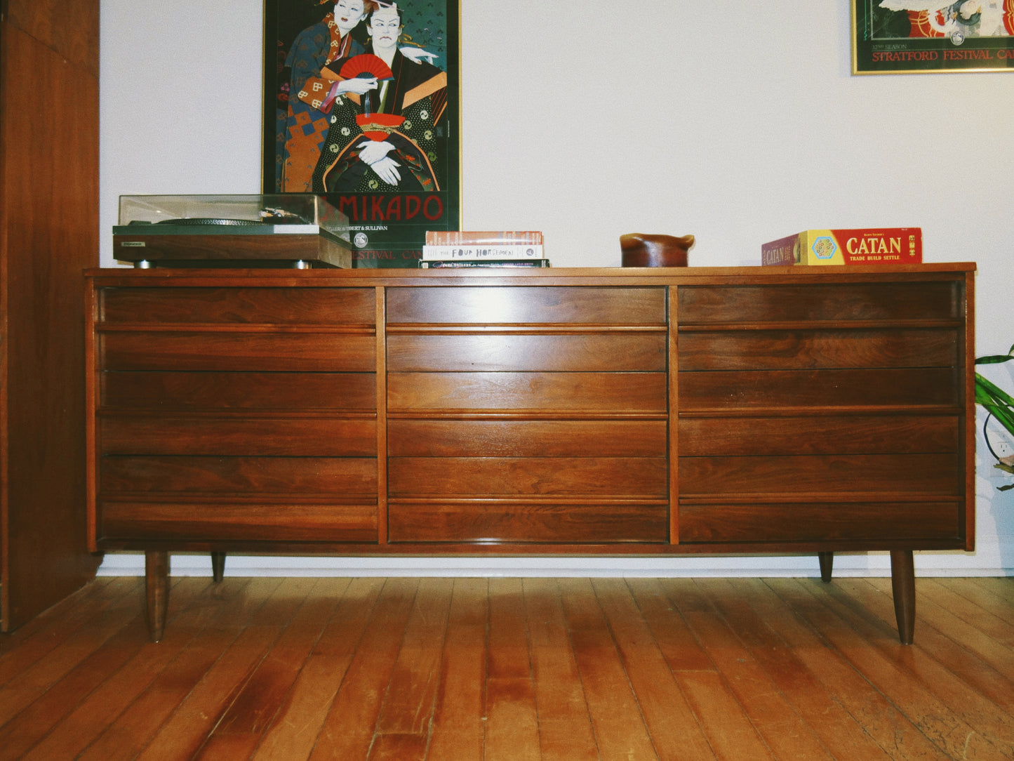 Nine Drawer Walnut Dresser