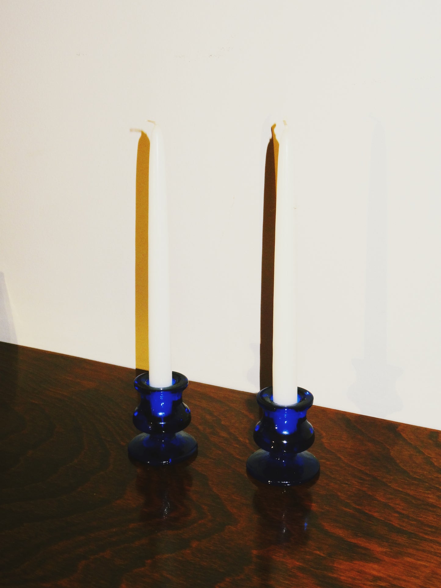 Set of Two Stained Candle Holders