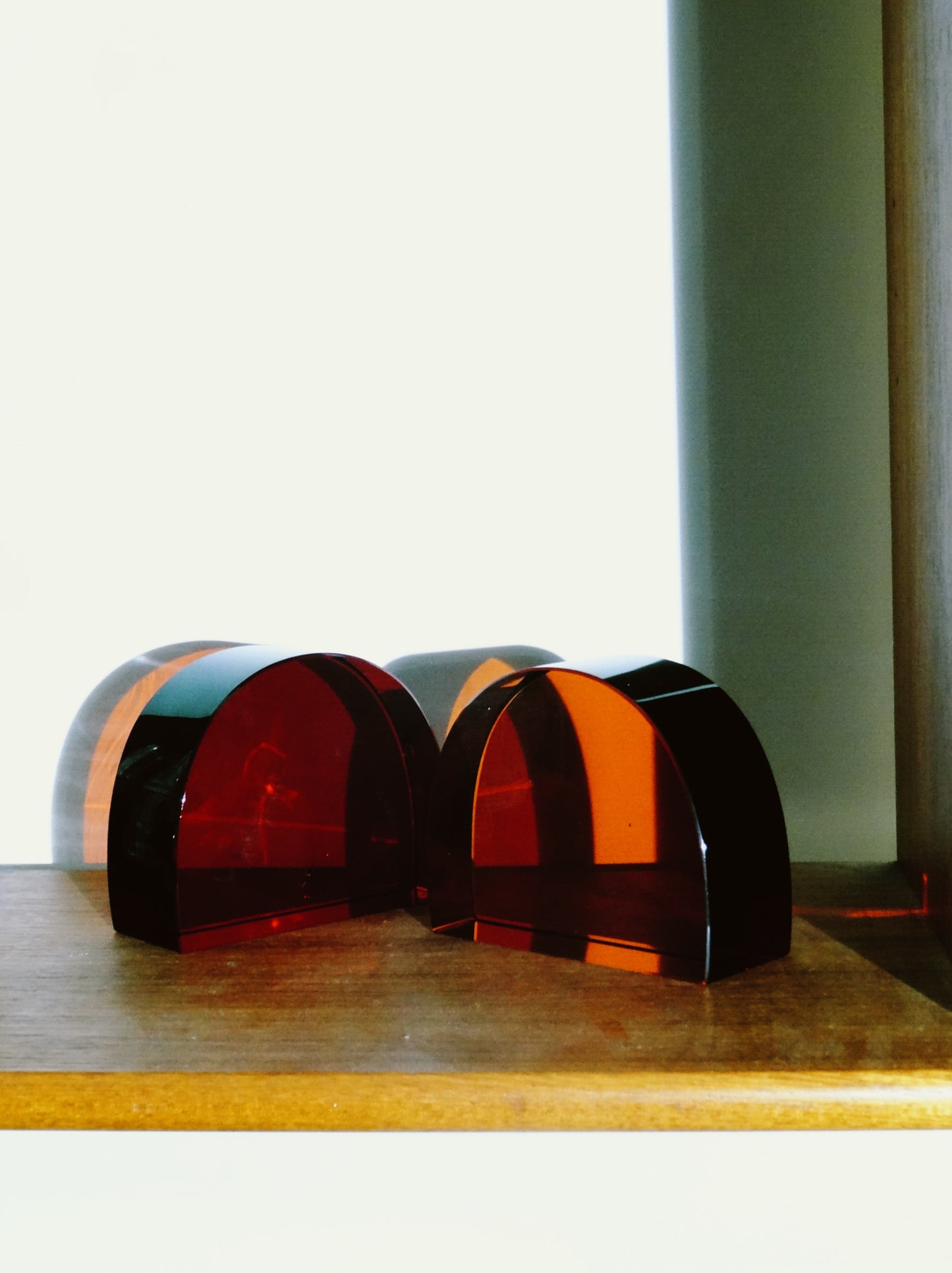 Set of Two Orange Stained Glass Book Stopper