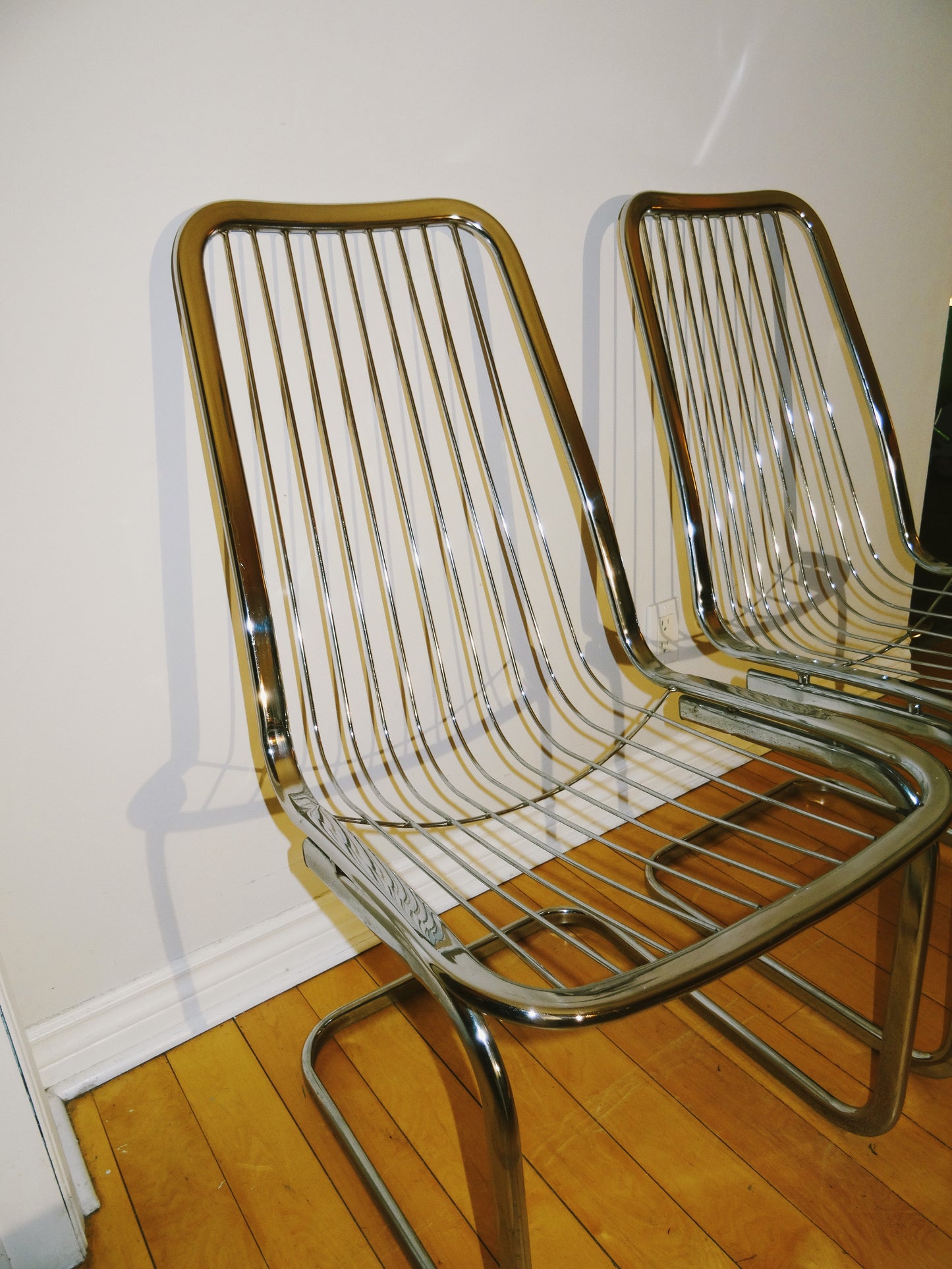 Pair of Vintage Gaston’s Rinaldi Replica Chrome Chairs