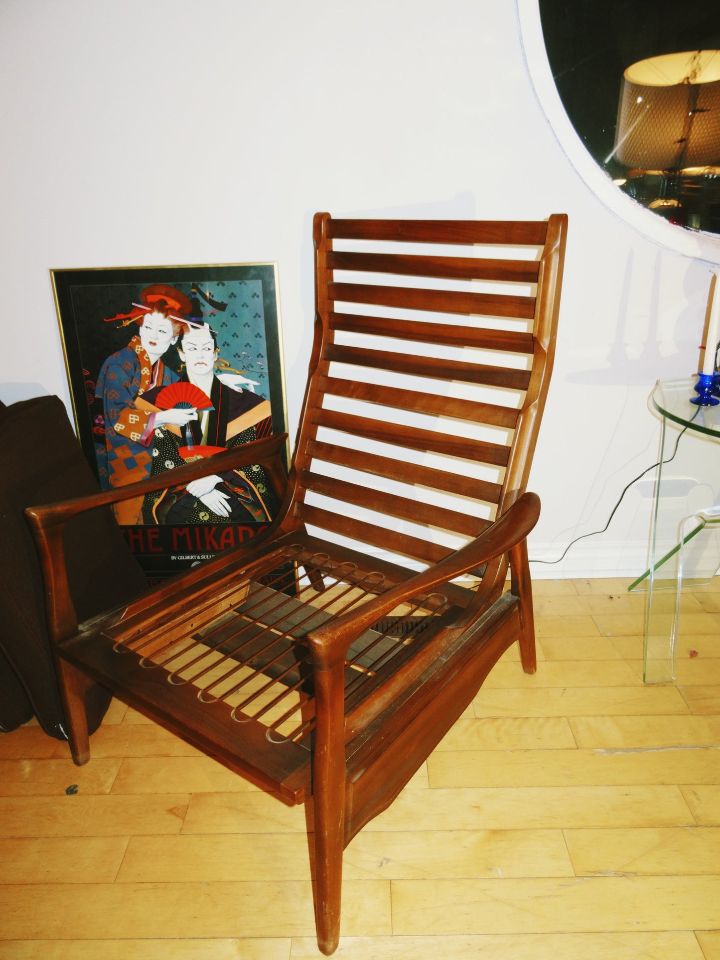 Solid Walnut High-back Lounge Chair