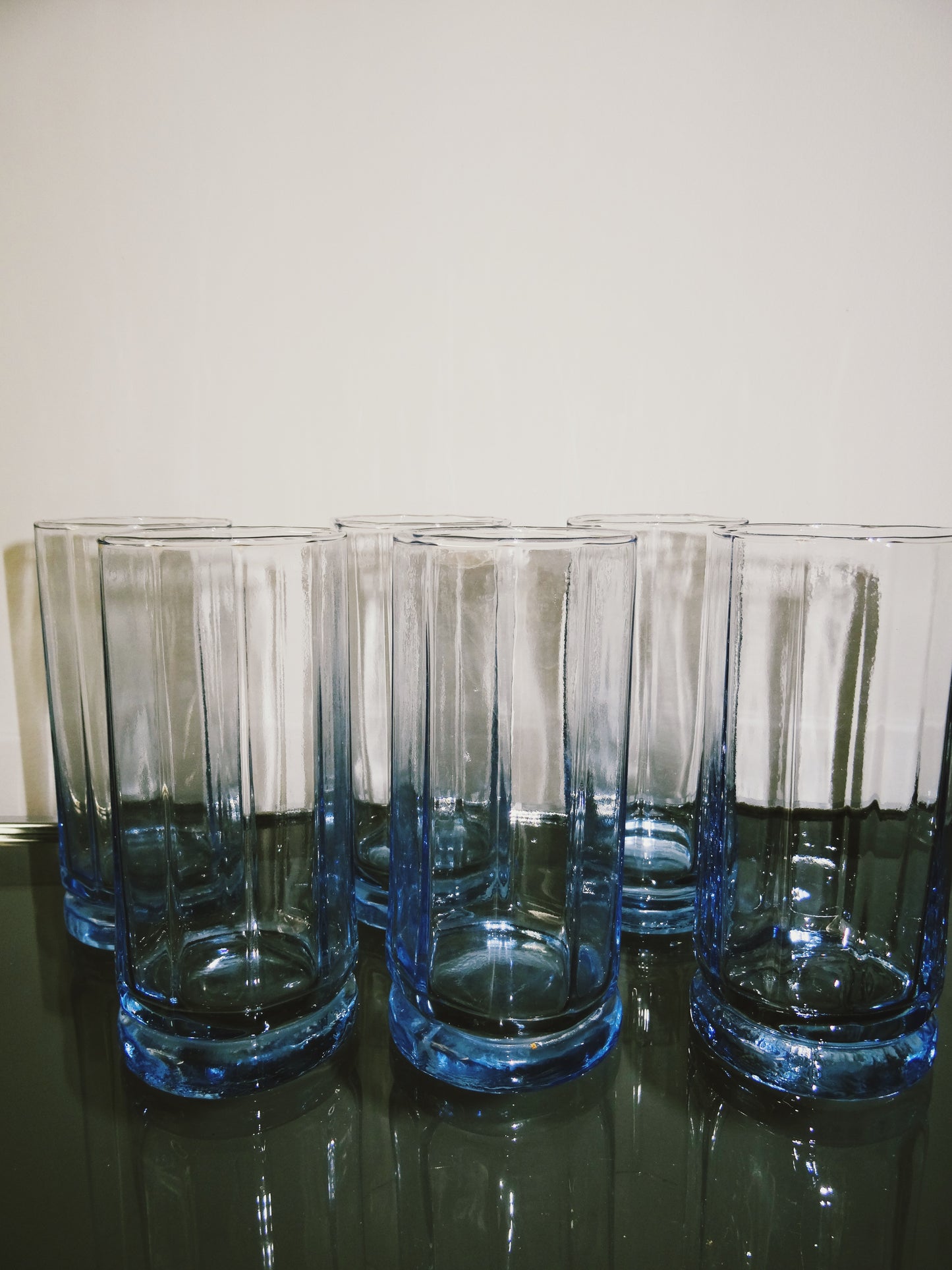 Six Blue Stained Glasses