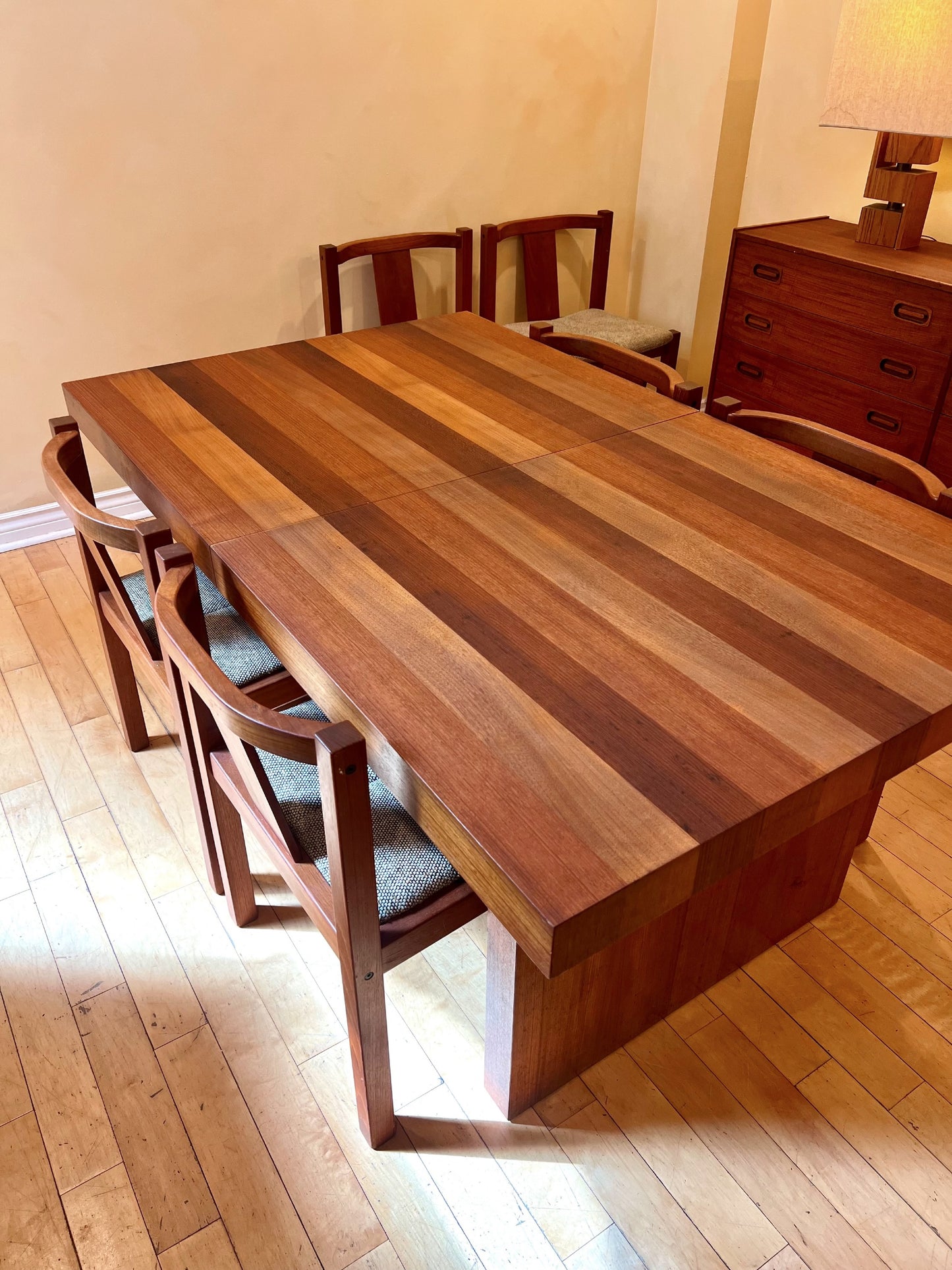 Danish Teak Dining Set  Includes Dyrlund Teak Table and Six Matching Chairs