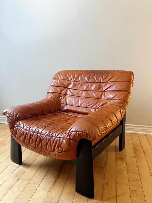 Mid Century Modern Burnt Orange Leather Armchair