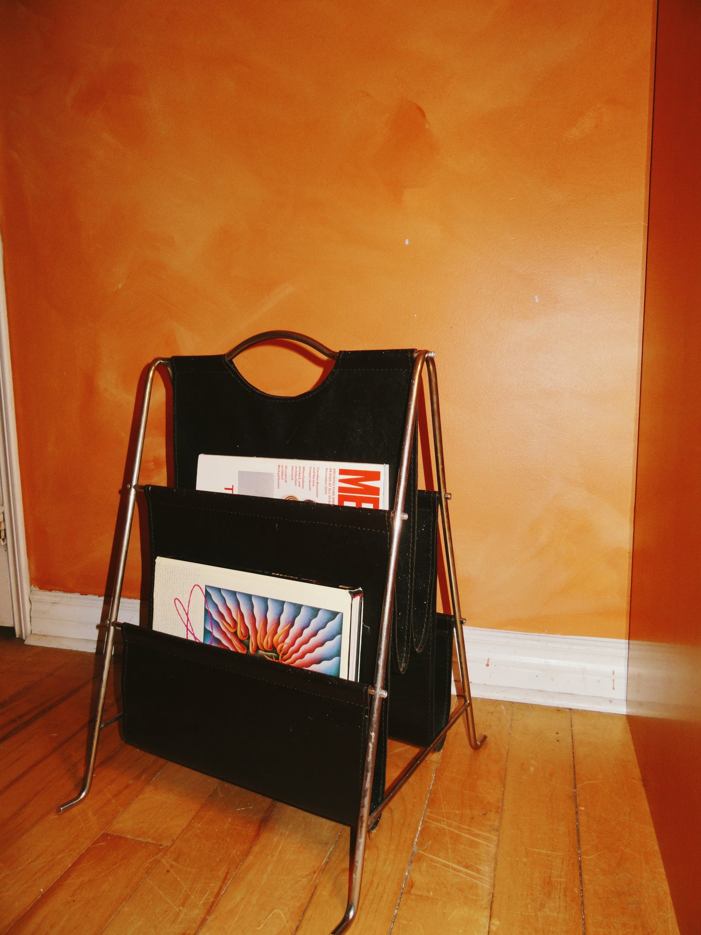 Genuine Leather Brown/Chrome Magazine Holder