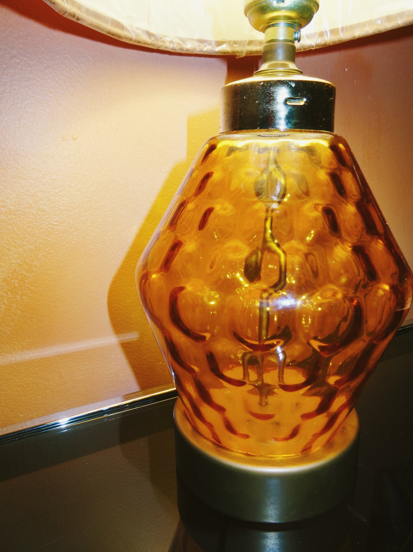 Pair of Mid Century Stained Glass Lamps