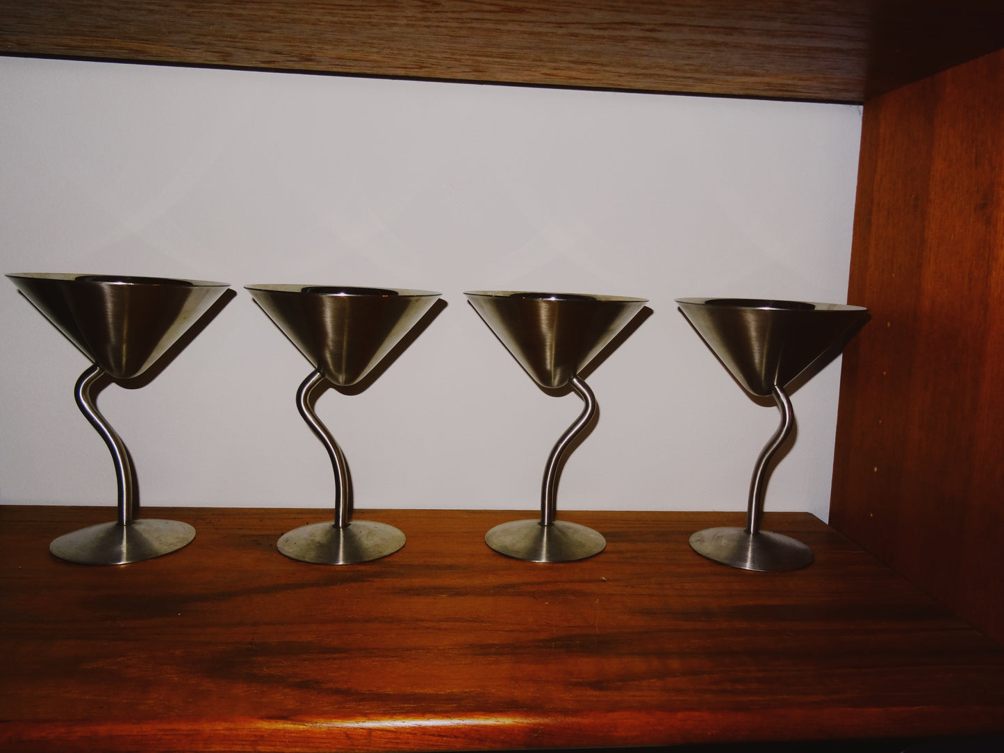 Set of Four Stainless Steel Martini Glasses