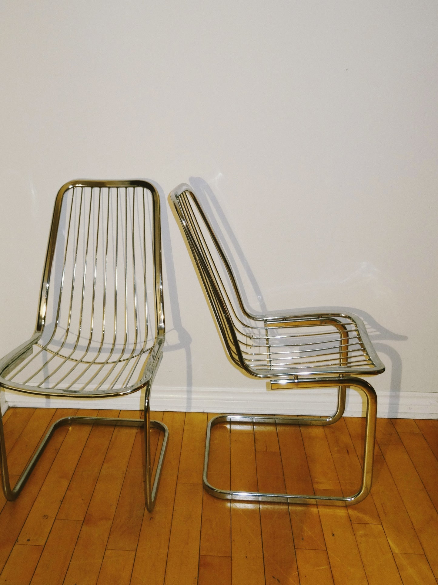 Pair of Vintage Gaston’s Rinaldi Replica Chrome Chairs