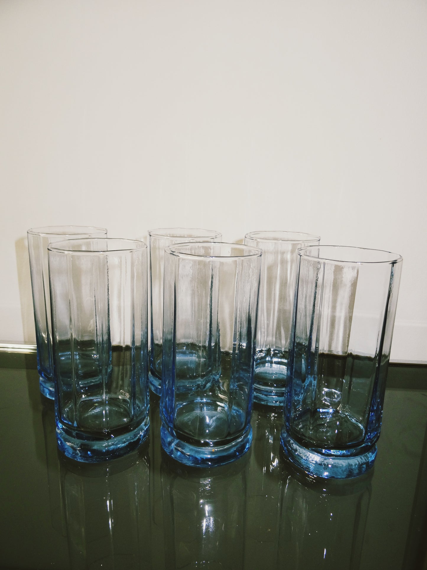 Six Blue Stained Glasses