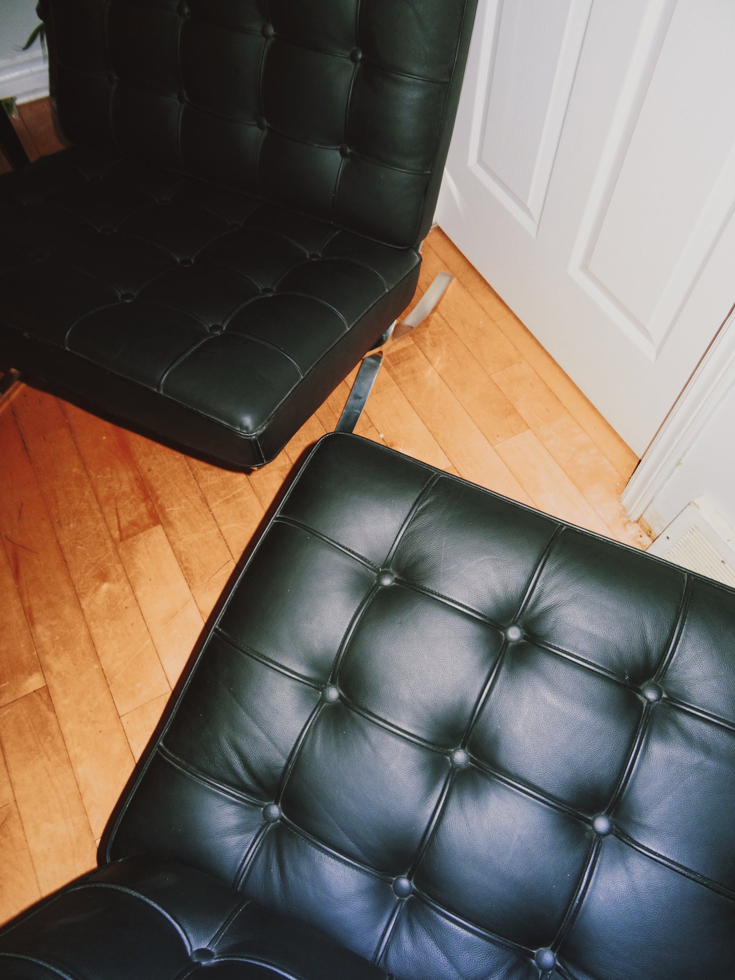 Black and Chrome Faux Leather Barcelona Chair