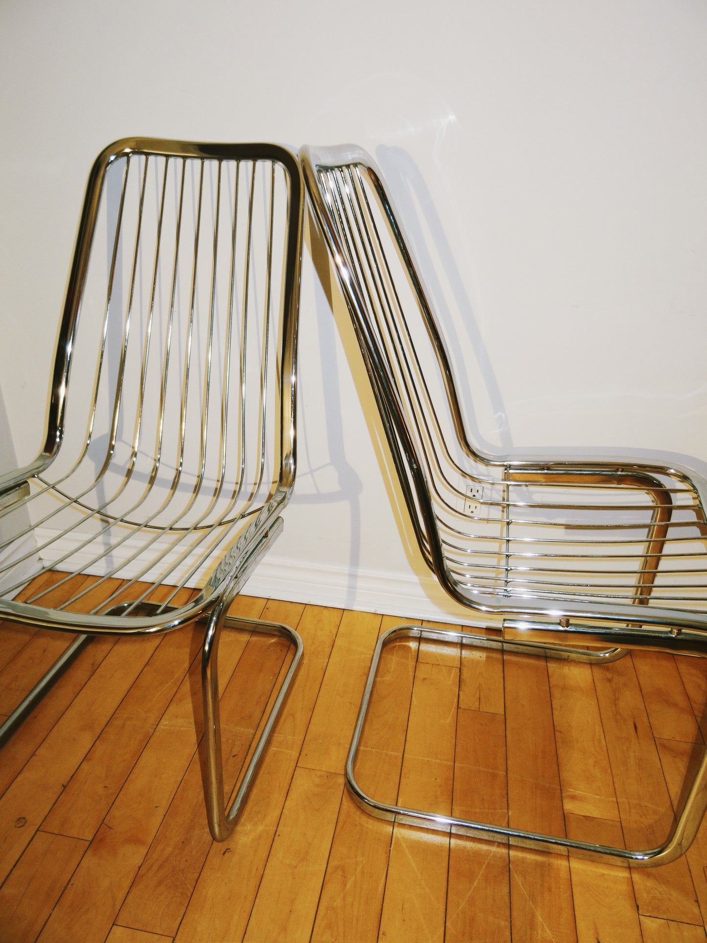 Pair of Vintage Gaston’s Rinaldi Replica Chrome Chairs