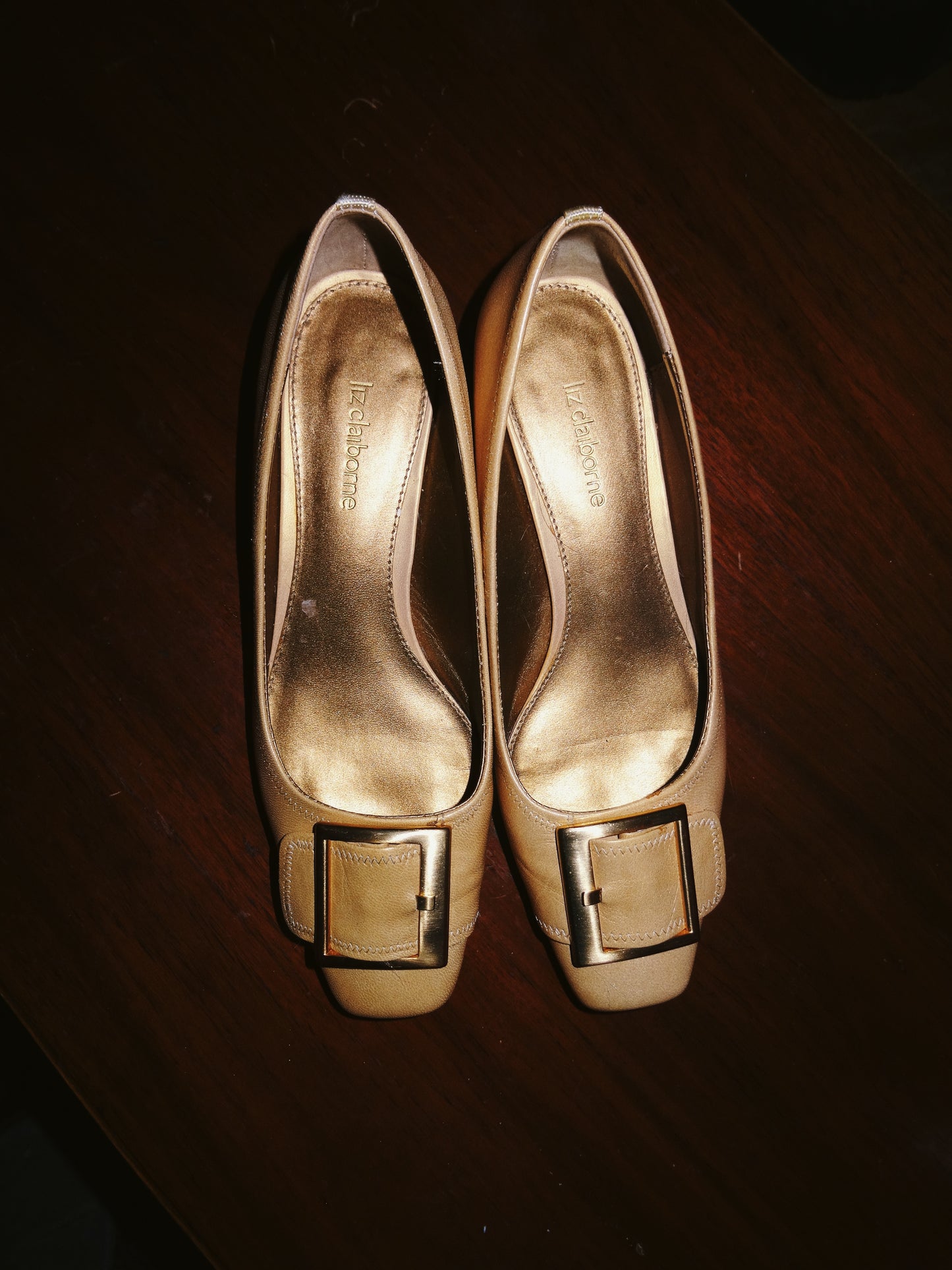 Beige Buckle Heel (Size 7.5)