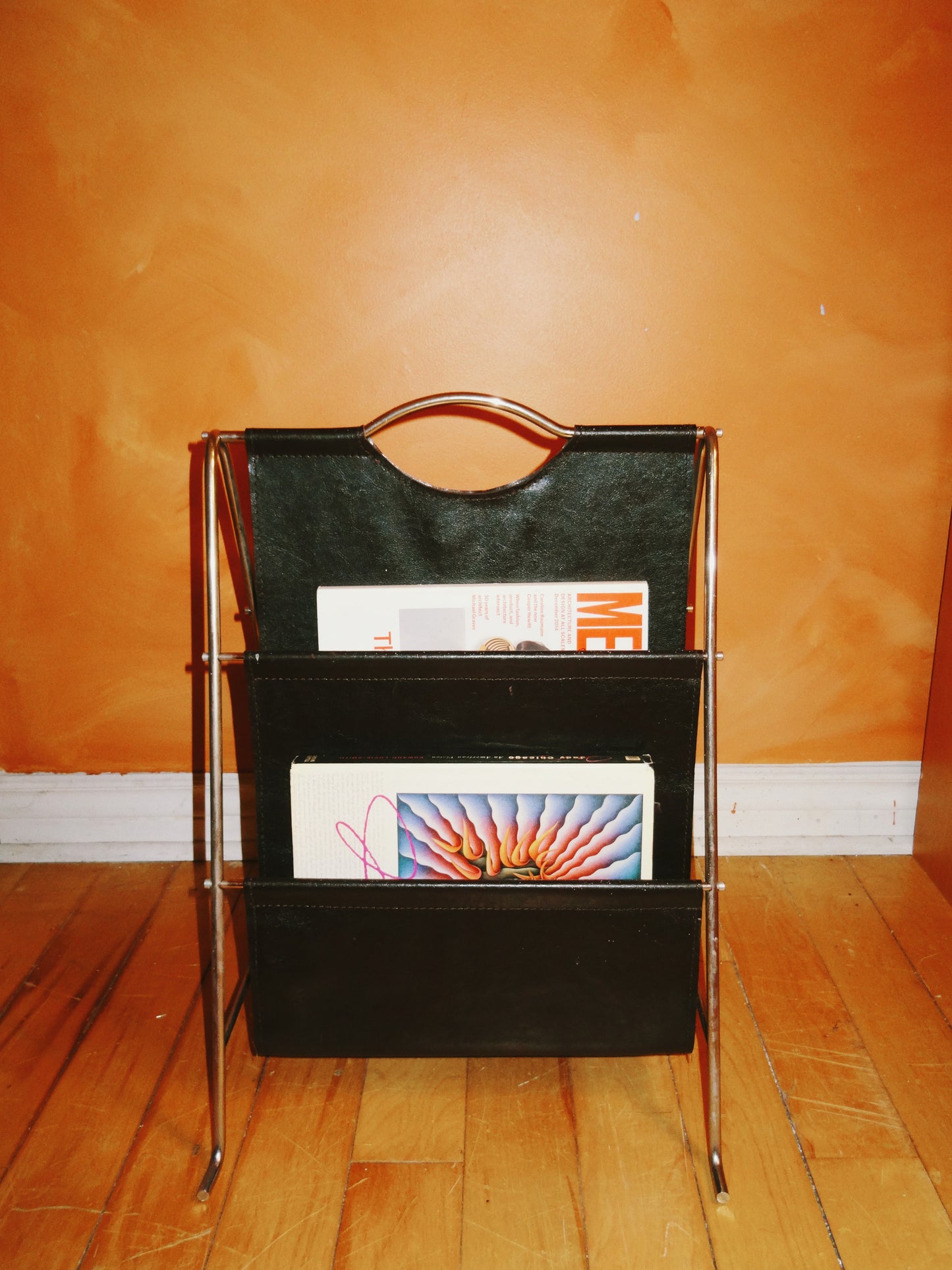 Genuine Leather Brown/Chrome Magazine Holder