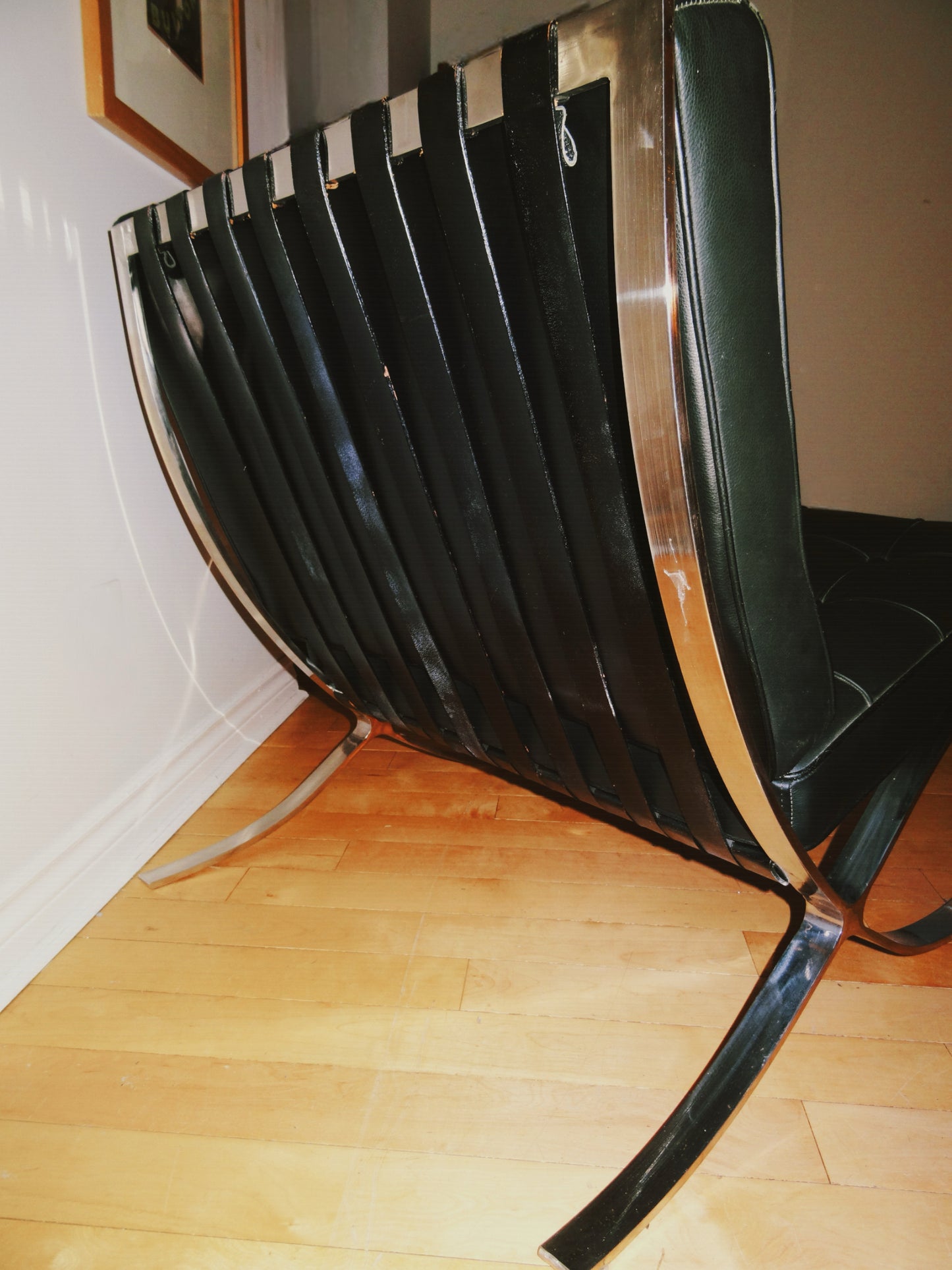 Black and Chrome Faux Leather Barcelona Chair