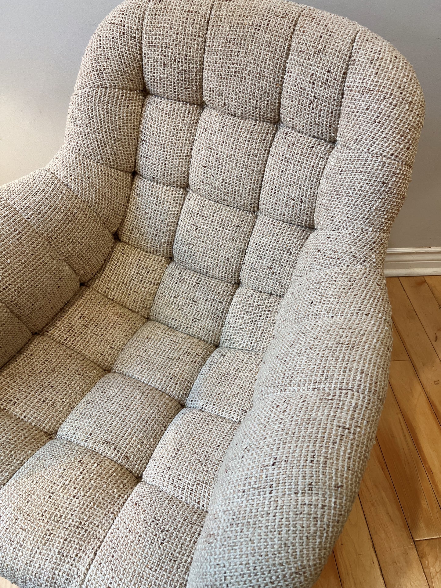 Mid Century Tweed Swivel Chair and matching Ottoman
