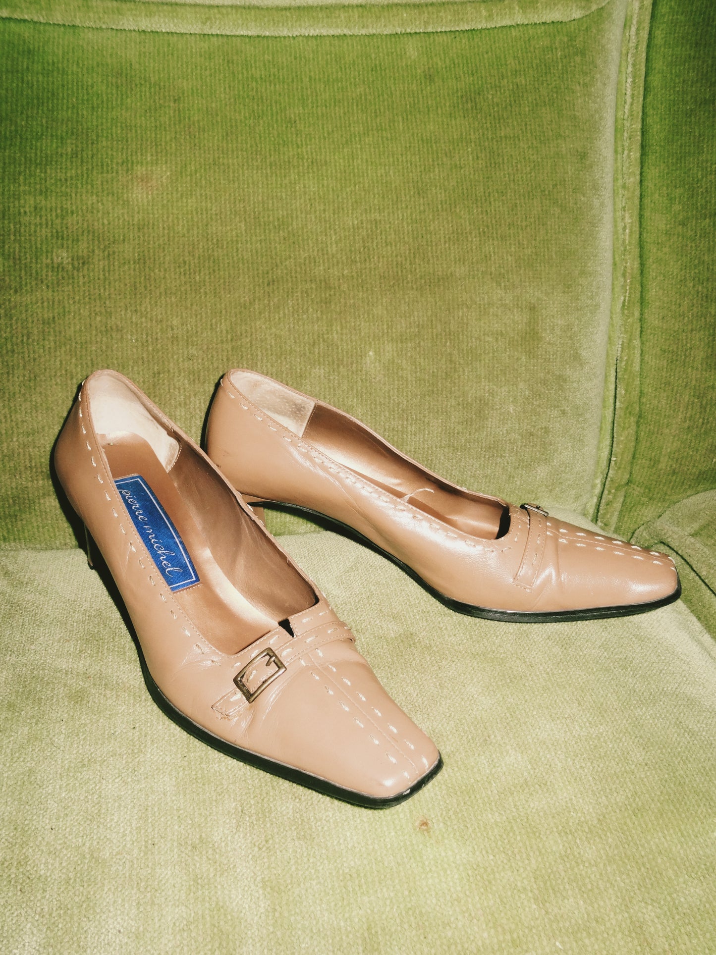 Beige Square Toed Kitten Heel (size 8)