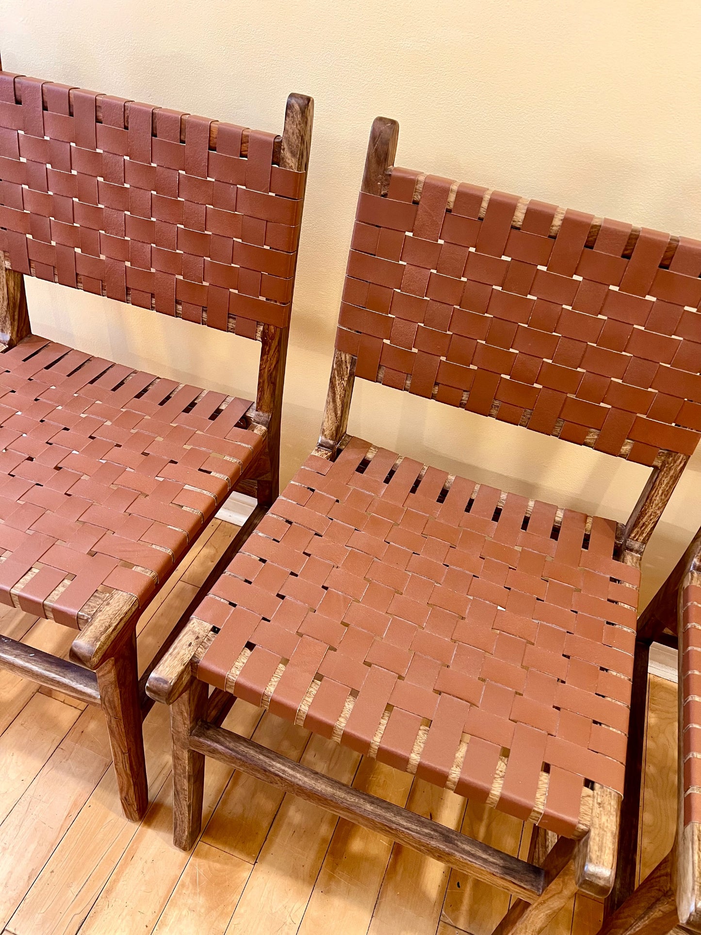 Woven Leather Chairs (set of four)