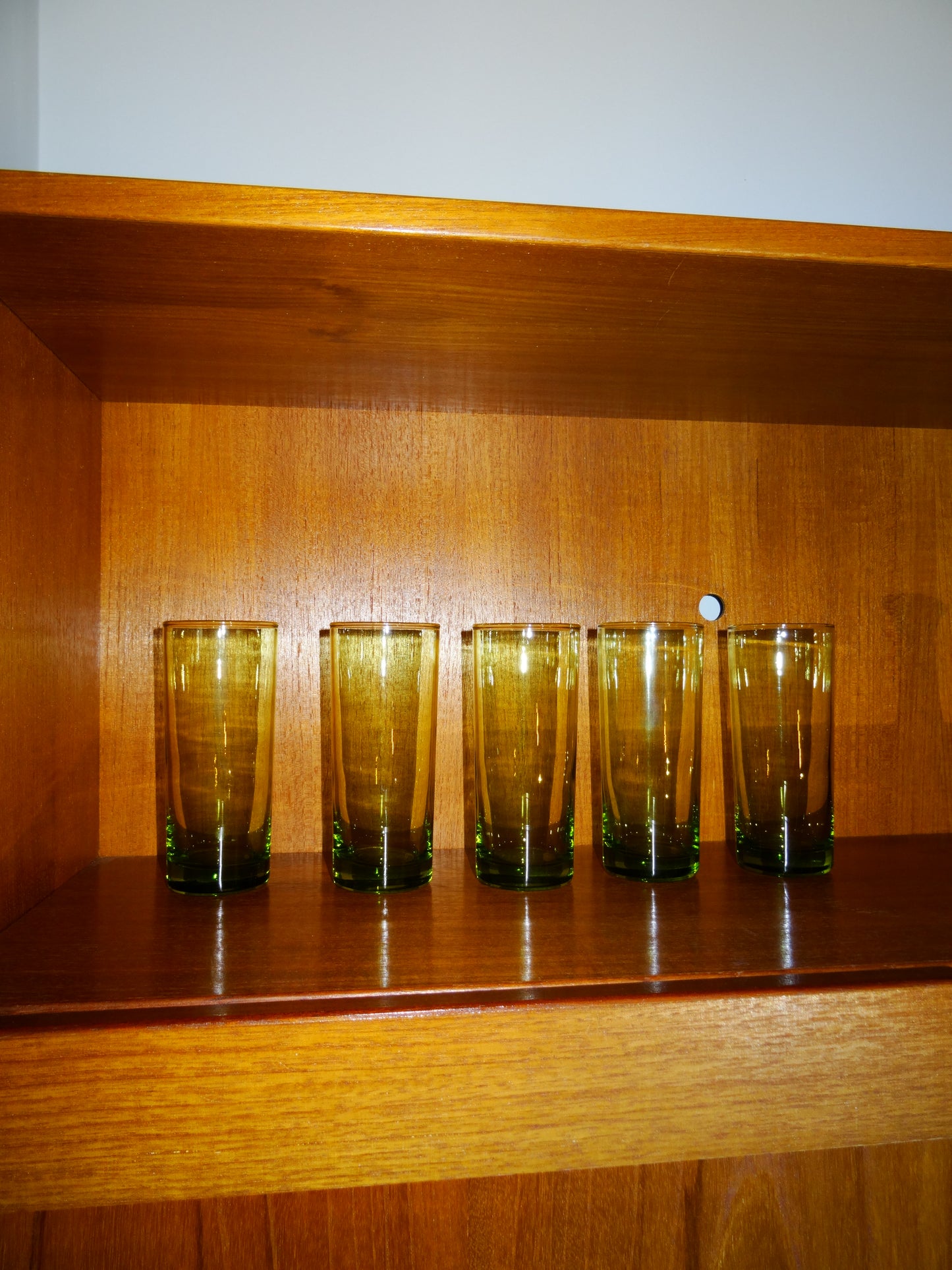 Set of Five Green Stained Collin’s Glasses