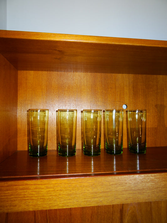 Set of Five Green Stained Collin’s Glasses