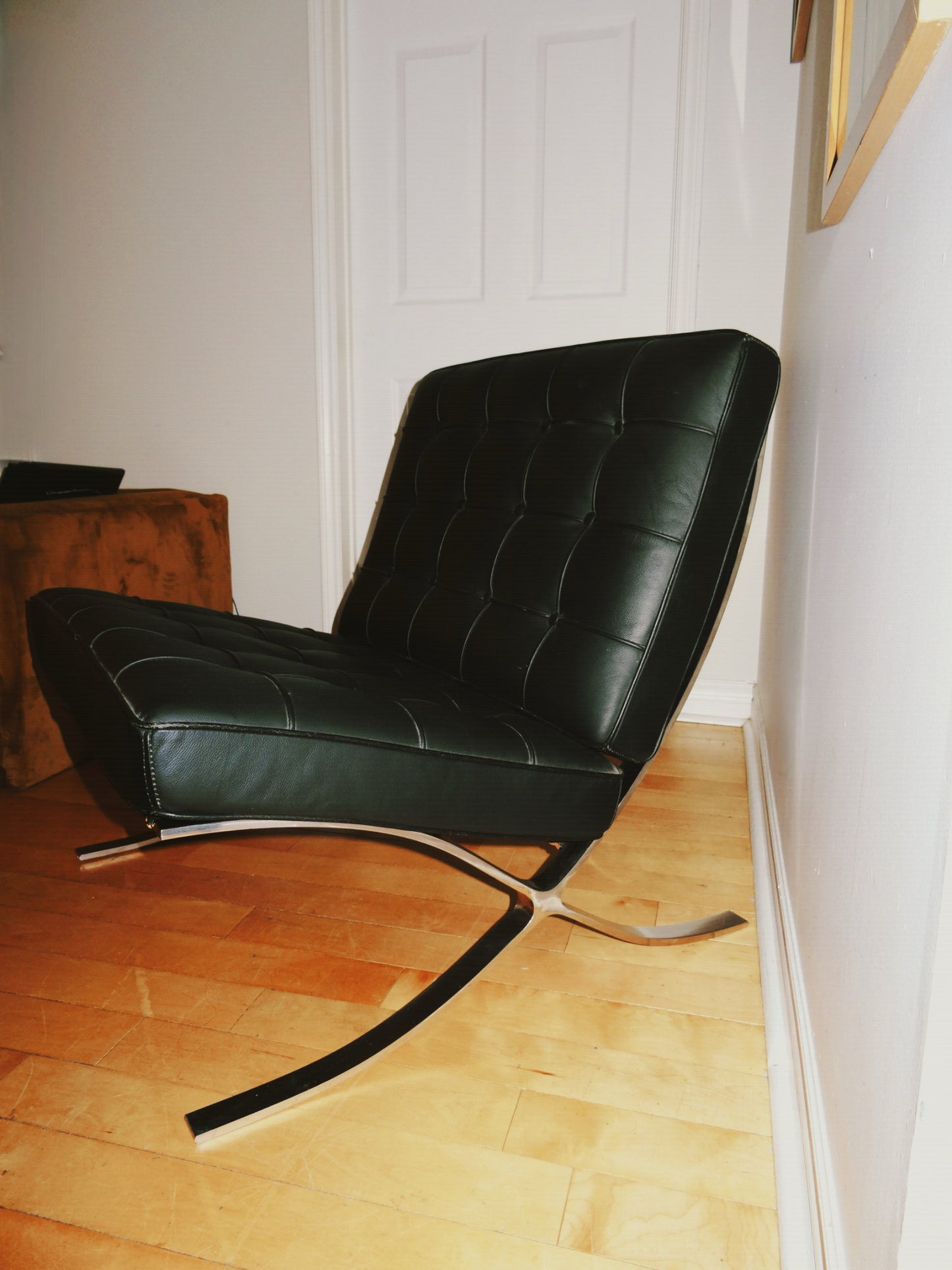 Black and Chrome Faux Leather Barcelona Chair