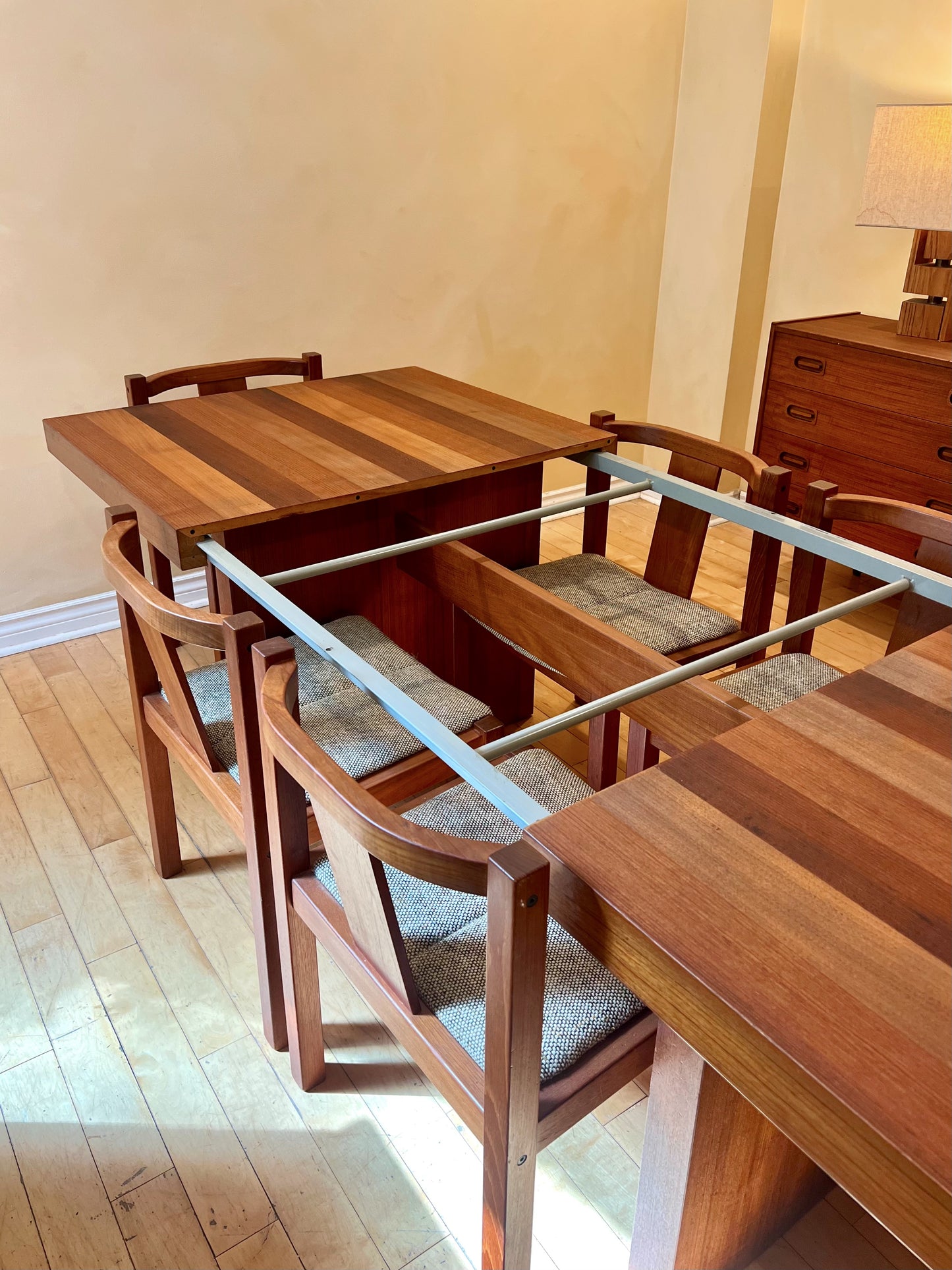 Danish Teak Dining Set  Includes Dyrlund Teak Table and Six Matching Chairs