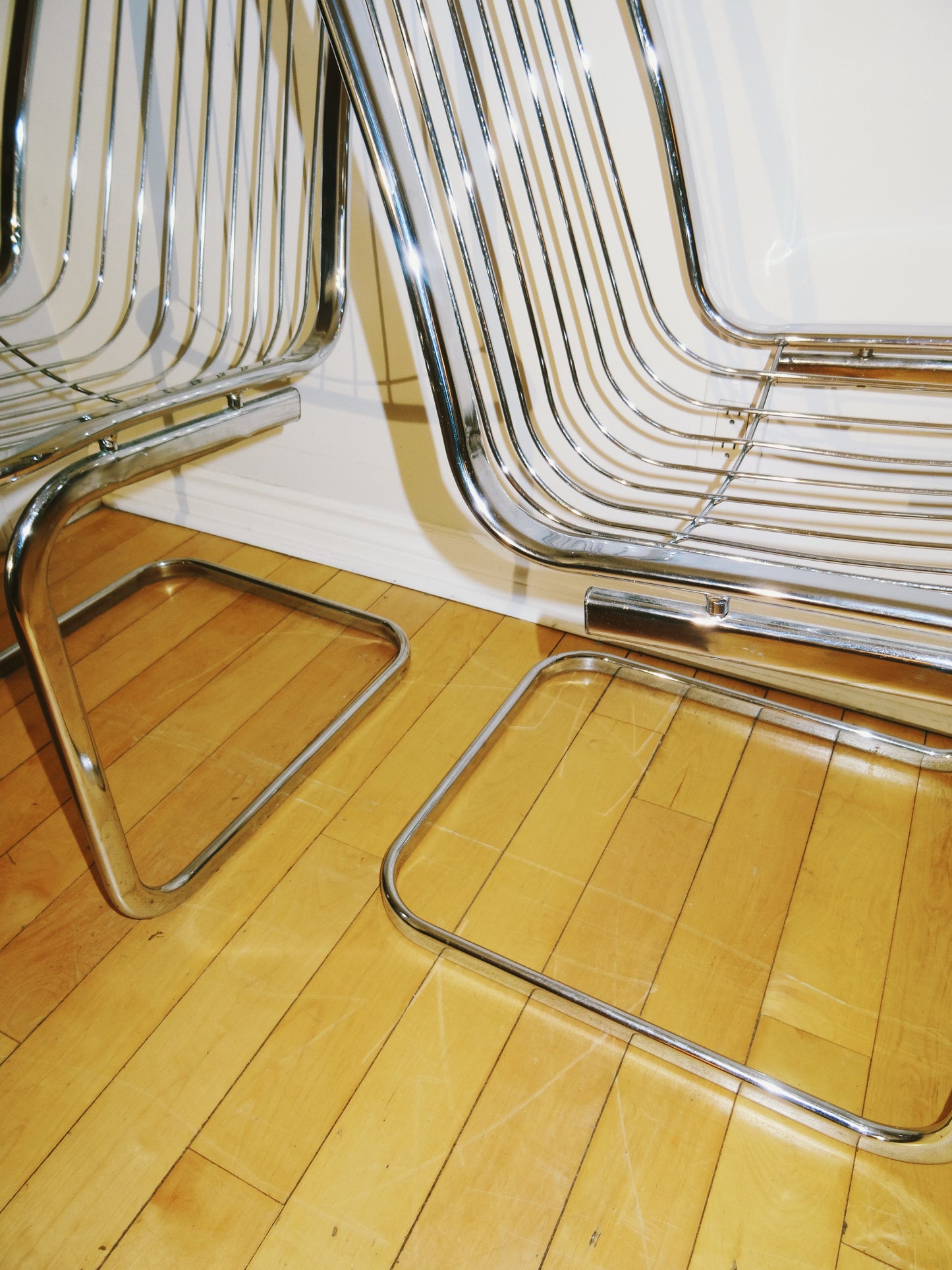 Pair of Vintage Gaston’s Rinaldi Replica Chrome Chairs