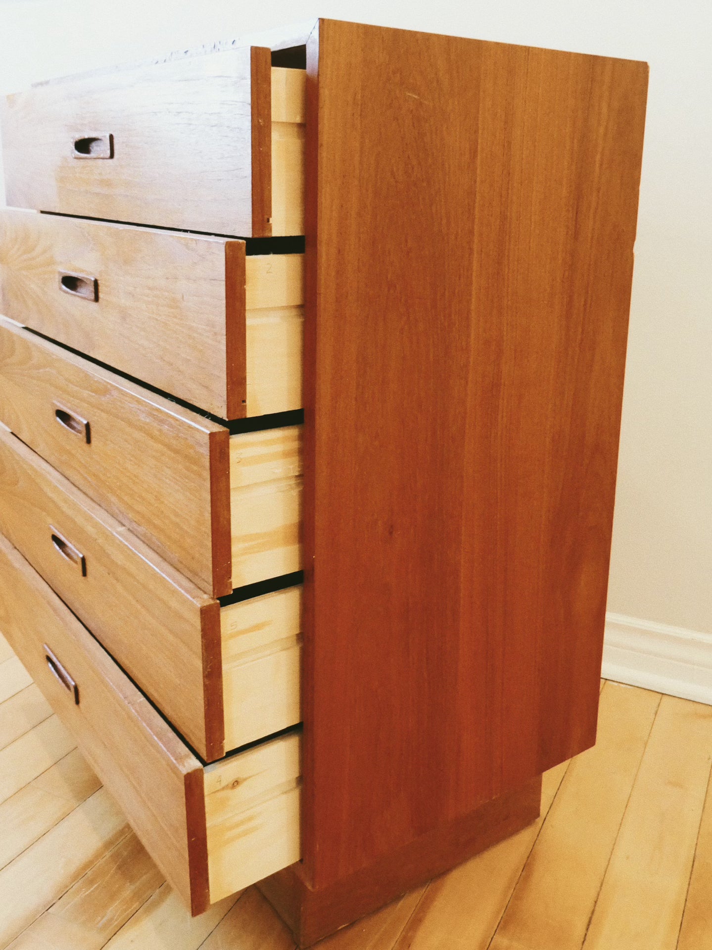 Mid Century Style 5 Drawer Highboy