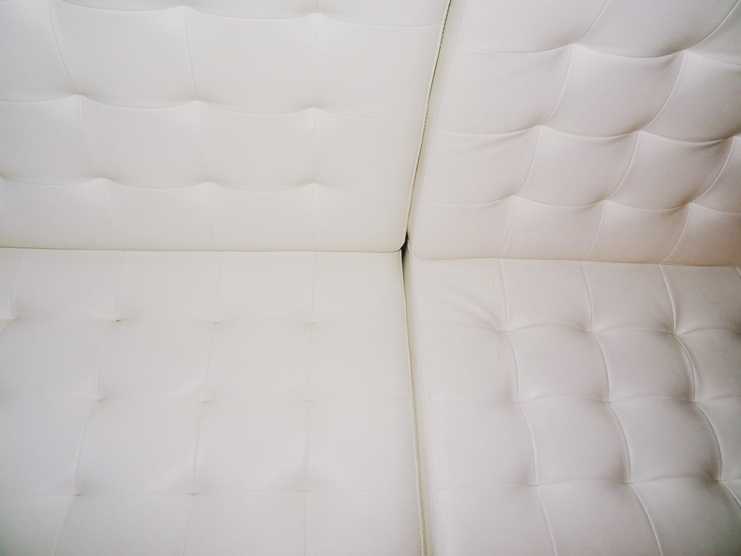 Set of Two White Vinyl/ Chrome Barcelona Inspired Chairs