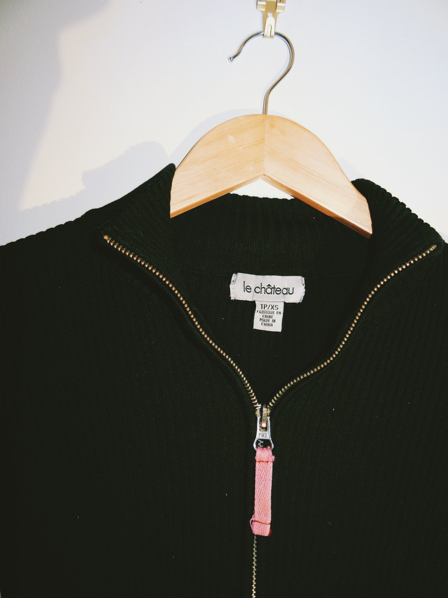 Black Zip Up Lining Sweater