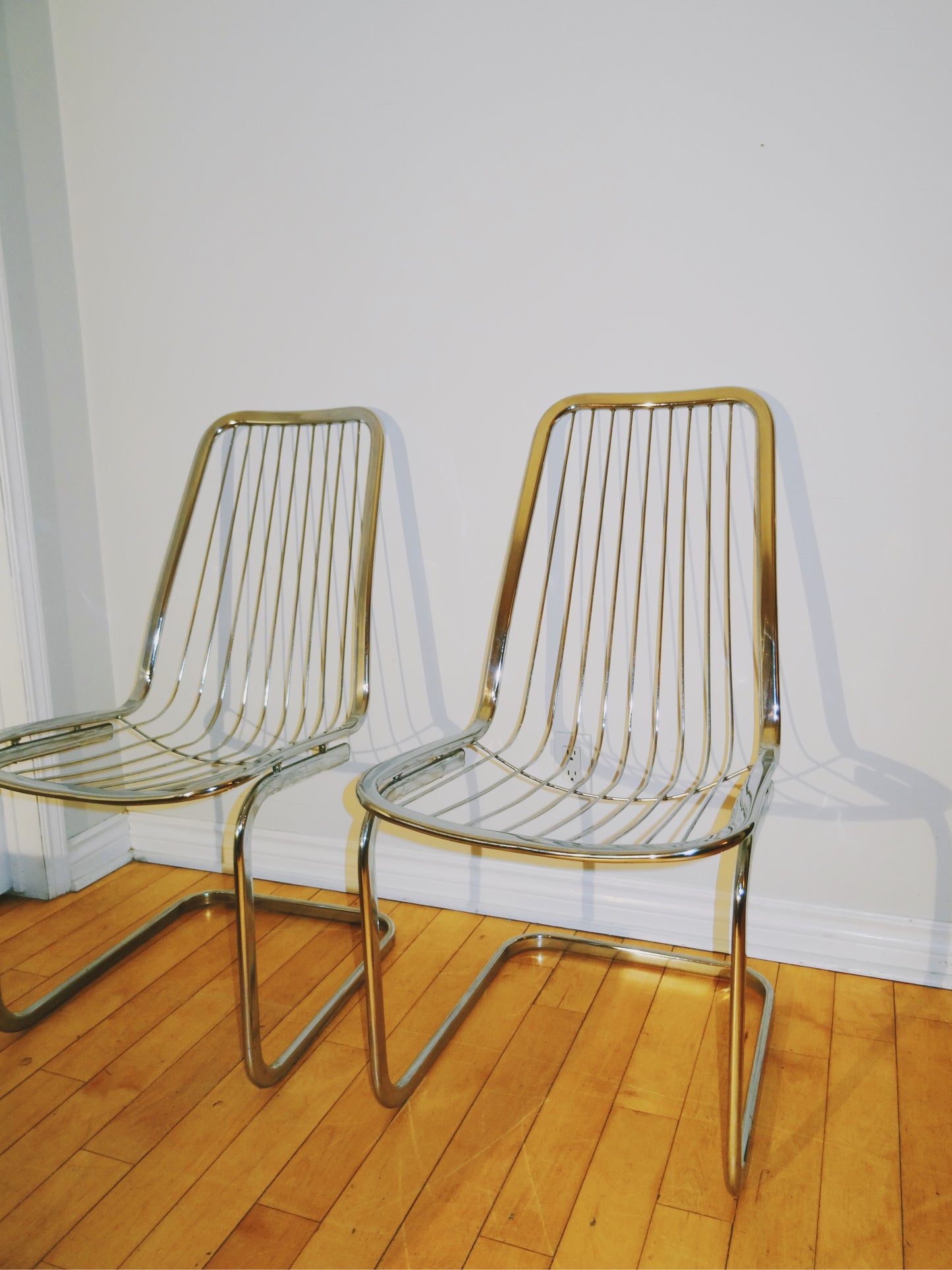 Pair of Vintage Gaston’s Rinaldi Replica Chrome Chairs