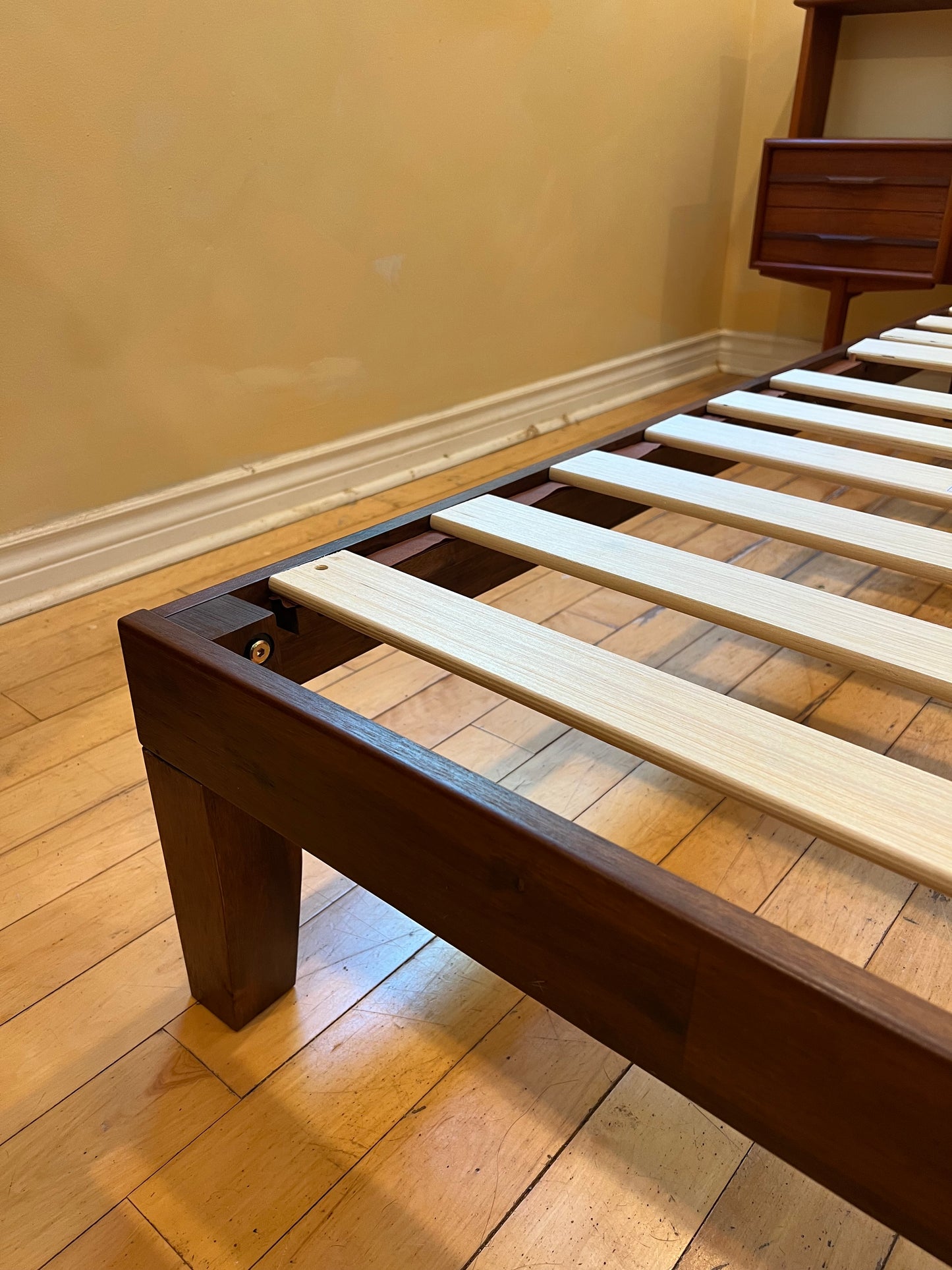 Mid Century Scandinavian Teak Bed Frame/ Headboard