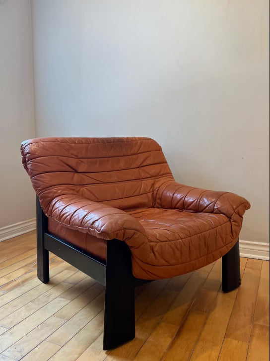 Mid Century Modern Burnt Orange Leather Armchair