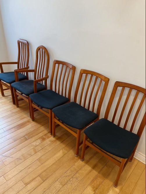 Set of Six Nordic Highback Teak Dining Chairs