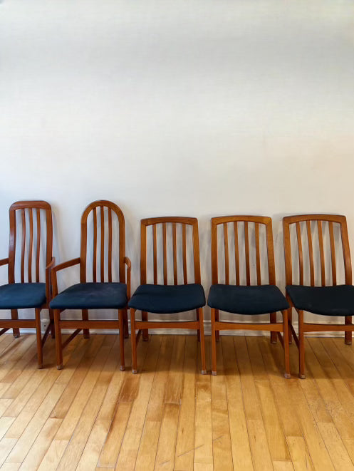 Set of Six Nordic Highback Teak Dining Chairs