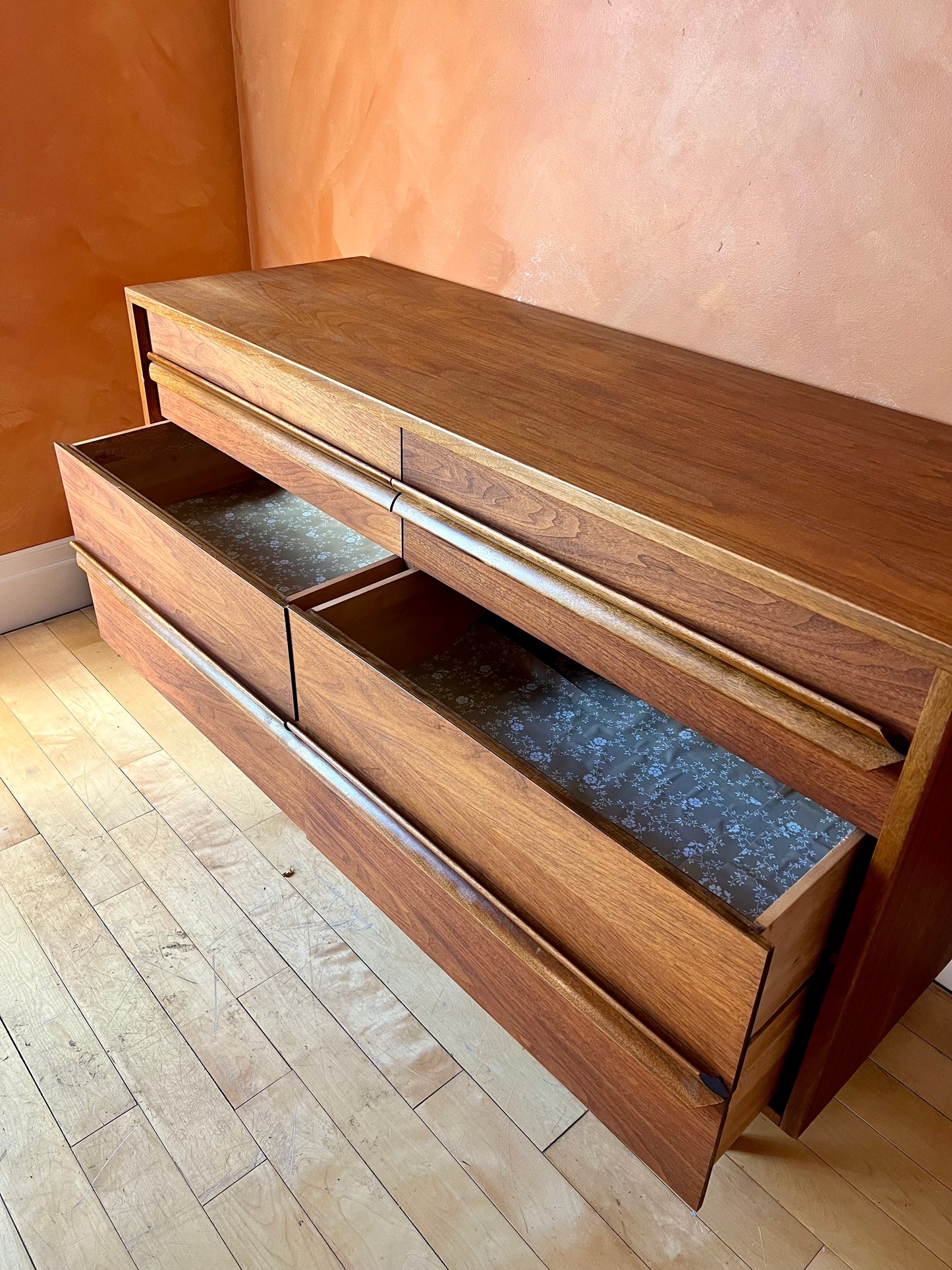 Walnut Six Drawer Dresser