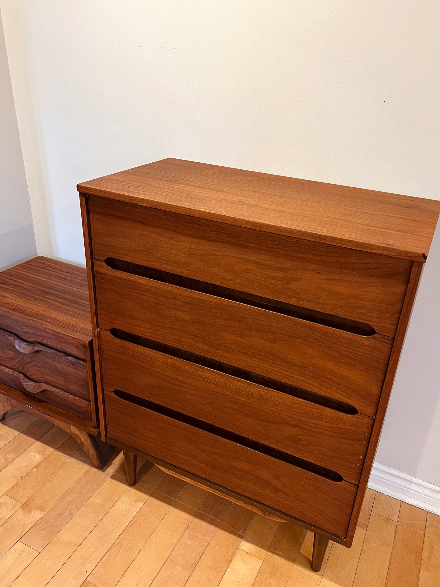 Four Drawer Walnut Tallboy