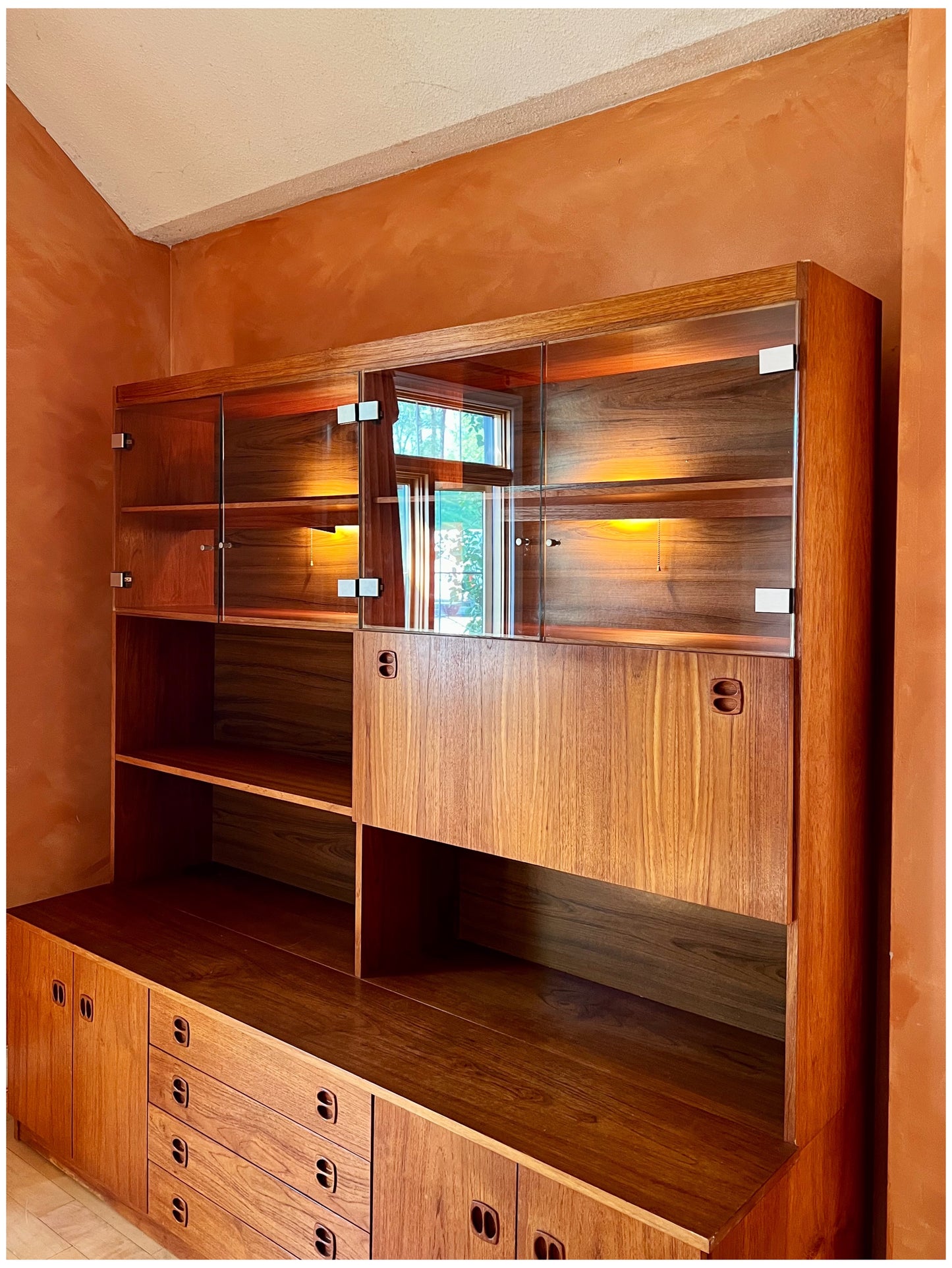 Mid Century Danish Teak Wall Unit / Deep Storage (1960s)