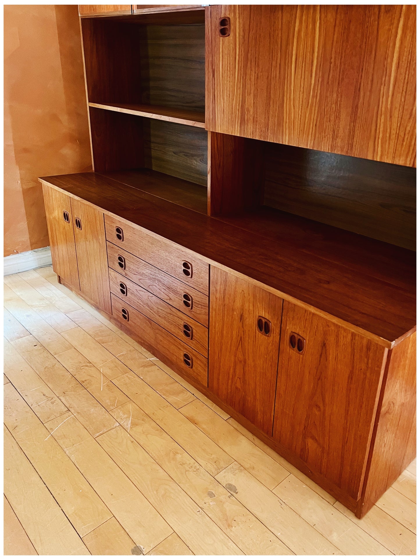 Mid Century Danish Teak Wall Unit / Deep Storage (1960s)