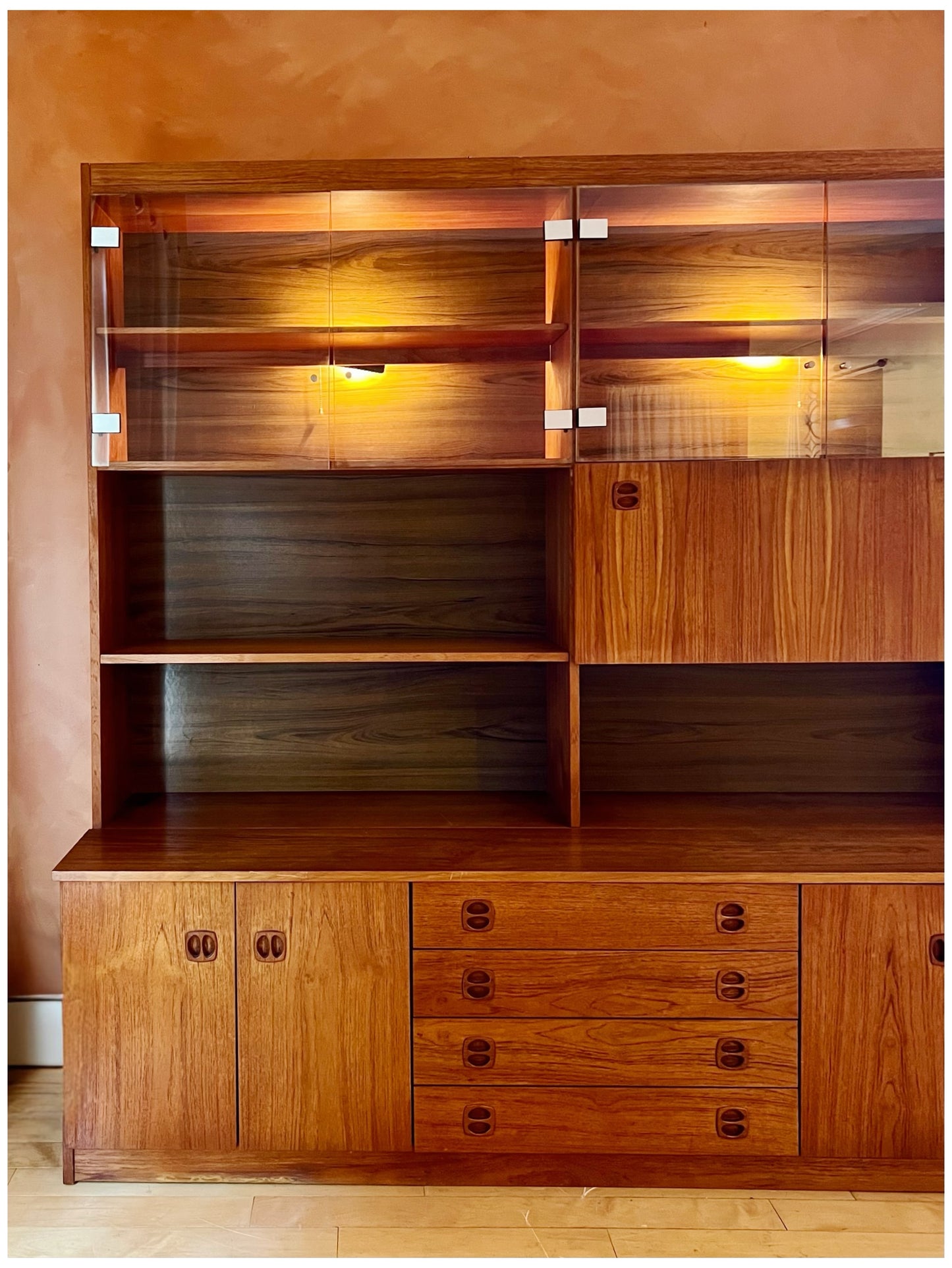 Mid Century Danish Teak Wall Unit / Deep Storage (1960s)