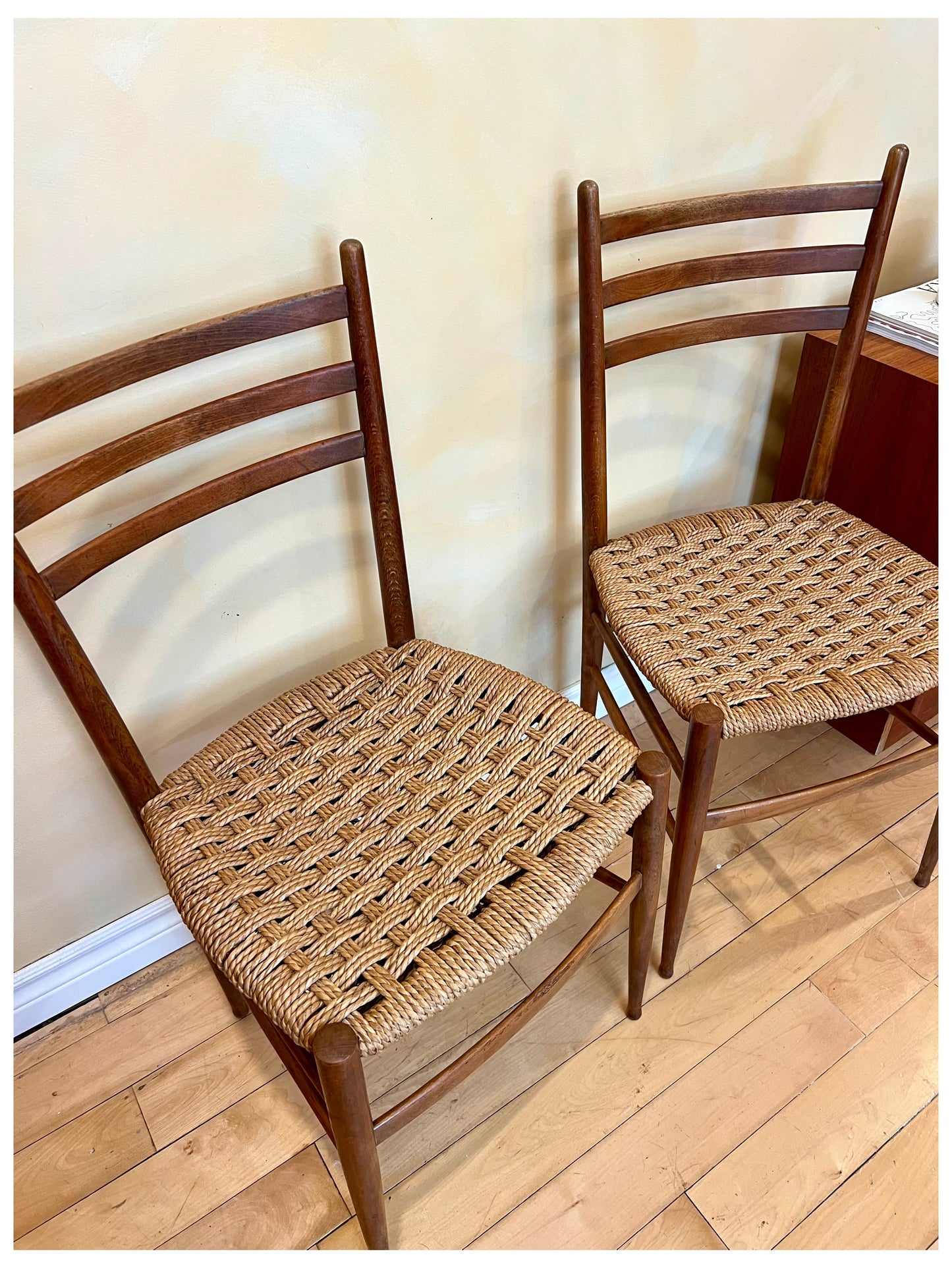 Set of Two Teak Woven Chairs