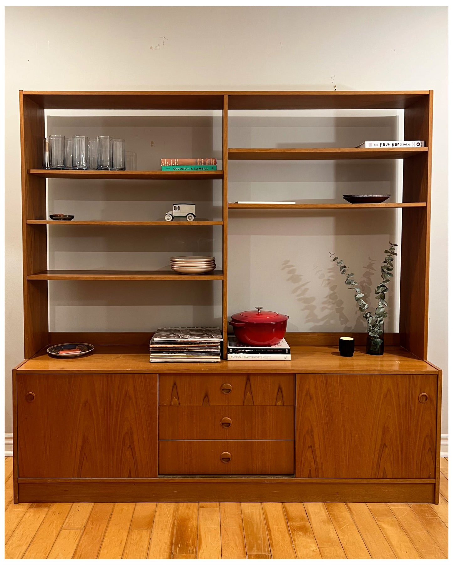 Two Piece Teak Wall Unit / Multipurpose Cabinet