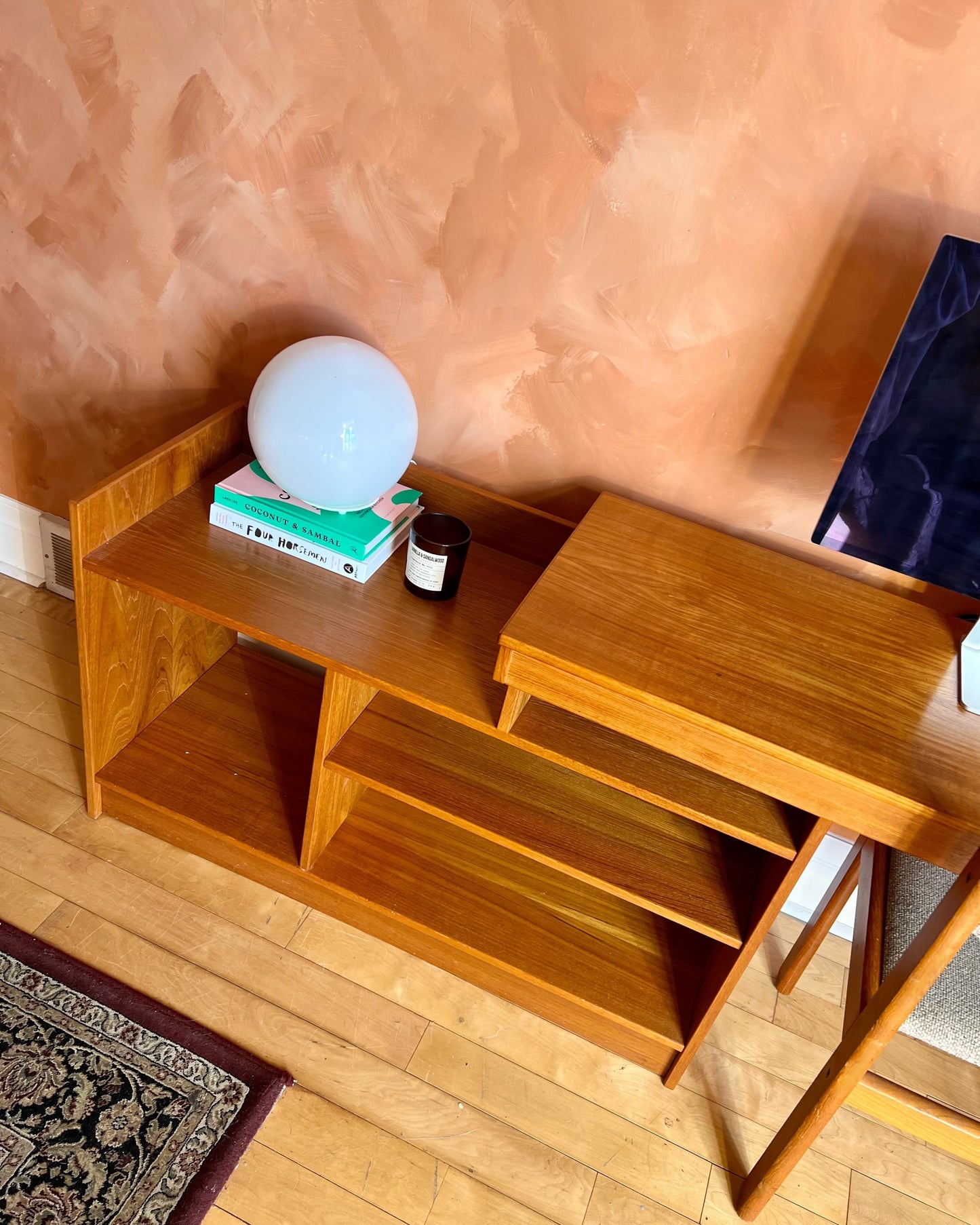 Mid Century Teak Adjustable Media Unit/ Desk