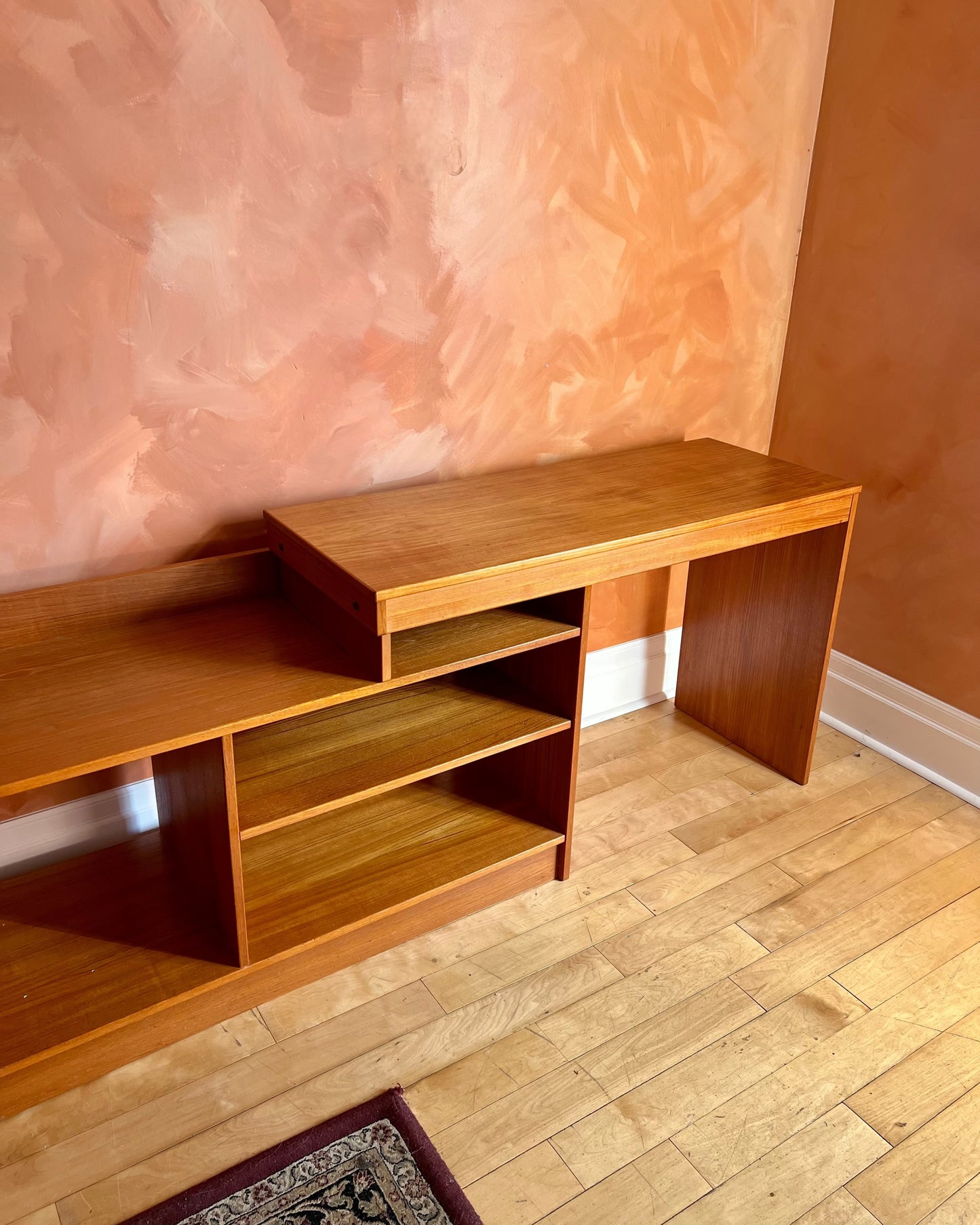 Mid Century Teak Adjustable Media Unit/ Desk