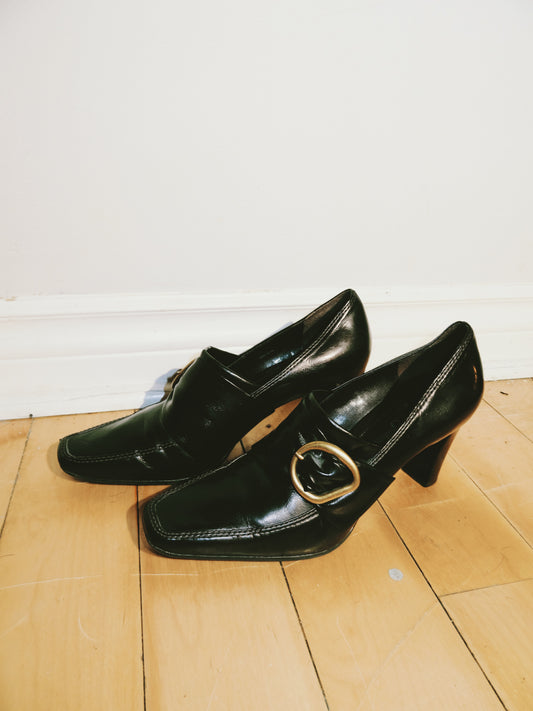 Black Loafer Squared Heel (Size 8.5)