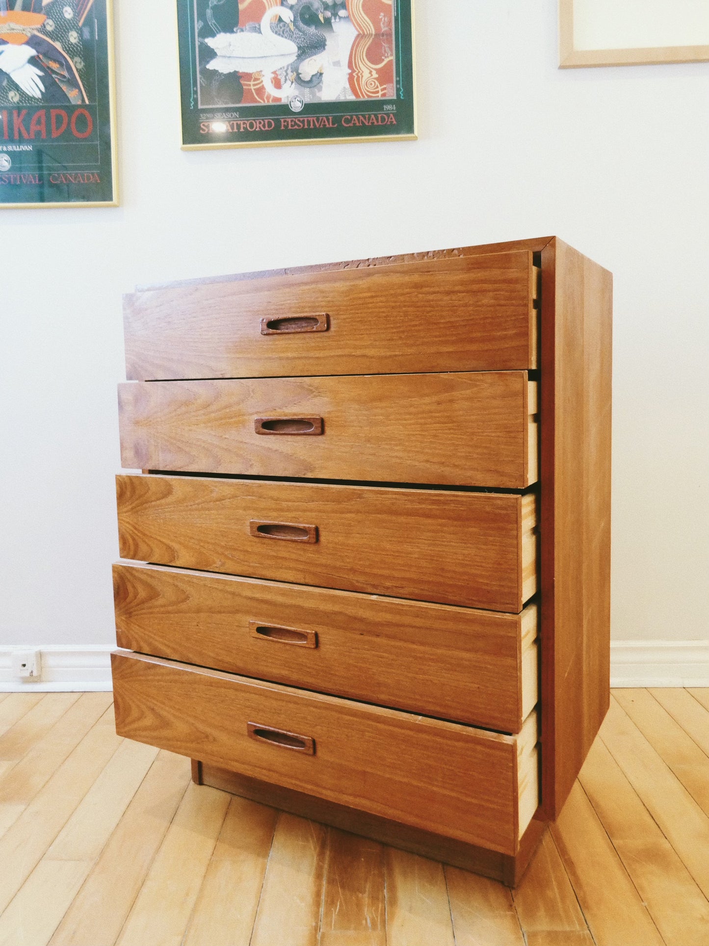Mid Century Style 5 Drawer Highboy